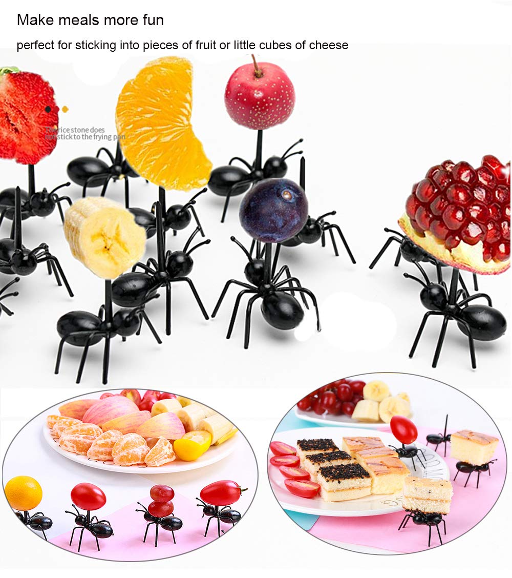 Ant Toothpicks Fruit Dessert Fork (24Pcs) - Ootsr Reusable Ant Food Pick Animal Appetizer Forks For Snack Cake Dessert With Stor