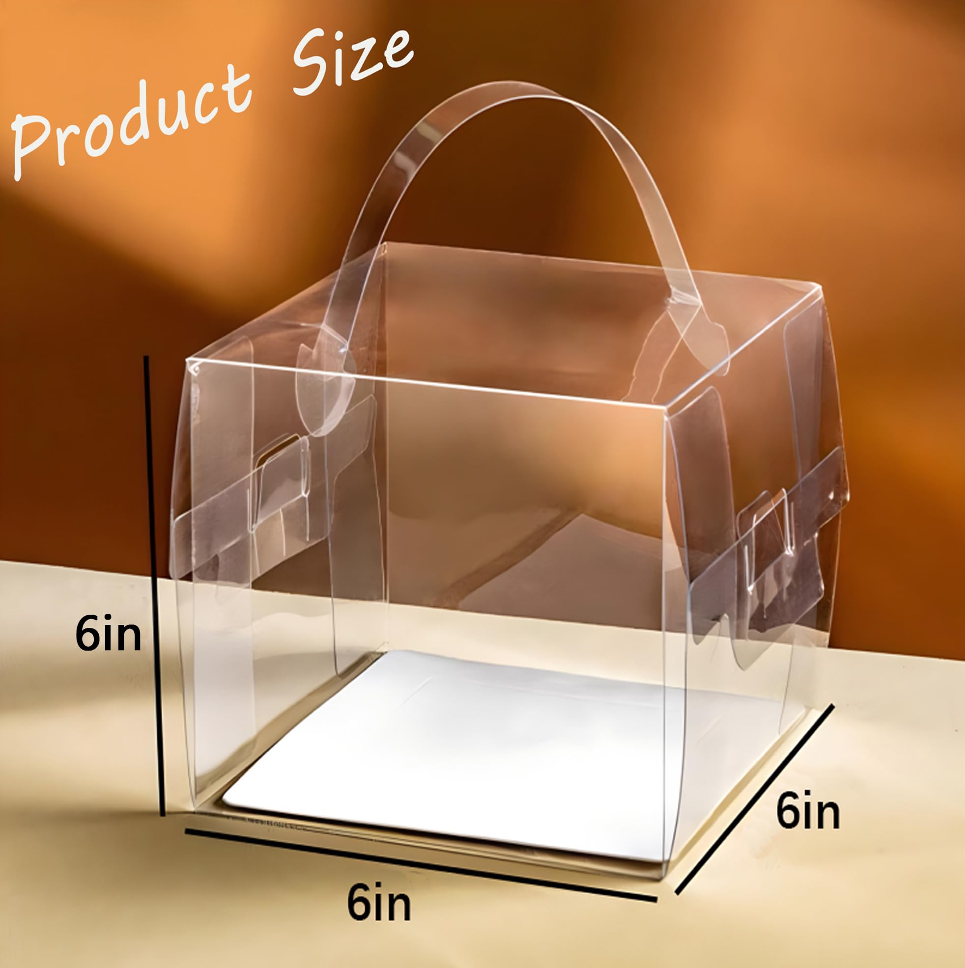 Hzzycaxli 6x6x6Inch Transparent Bakery Boxes with Handles,20Pcs 5inch 6inch Clear Cake Box,Mini Cake Boxes,Clear gift boxes for