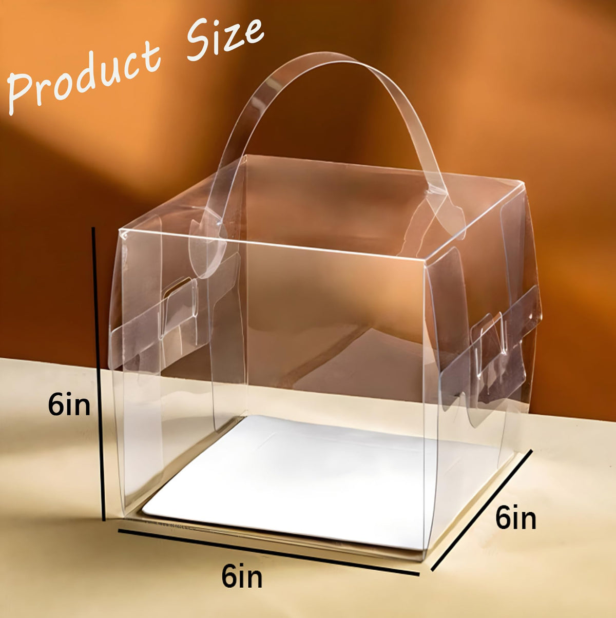 6inch Box Hzzycaxli 6x6x6Inch Transparent Bakery Boxes with Handles,20Pcs 5inch ...