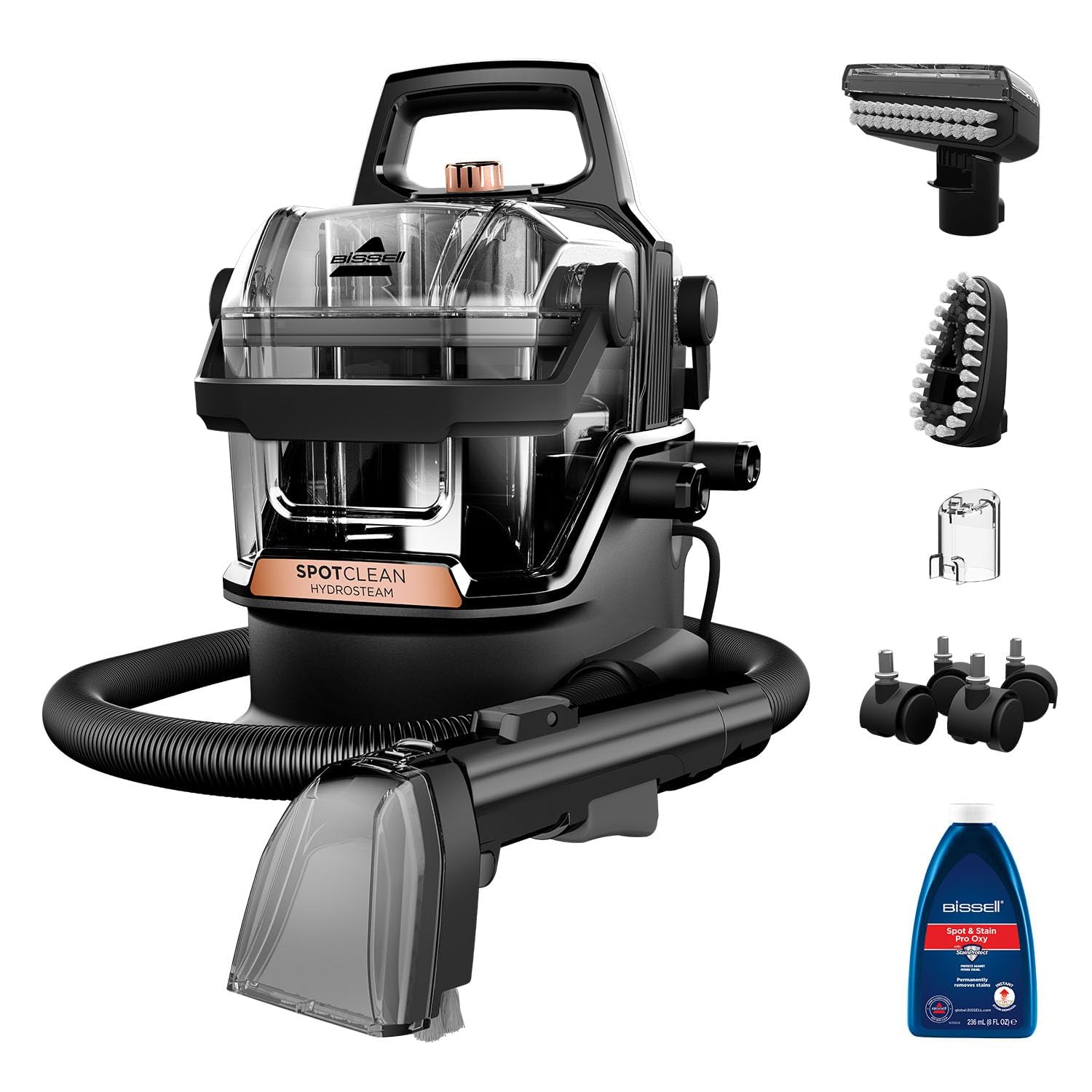 Bissell Portable Wet & Dry Vacuum Cleaner|Hydrosteam Technology Removes Curry & Tough Stains|Deep Cleans Carpet, Sofa, Curtains,