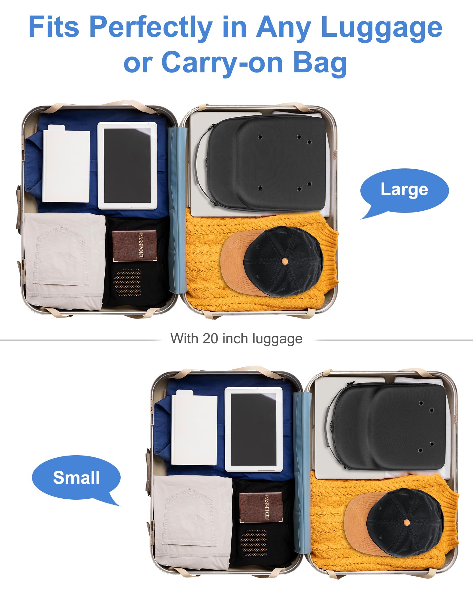 Allgawise Set Of 2 Hard Hat Travel Cases For Baseball Caps - Hat Storage Organizer Holder With Handle, Shoulder Strap And Trolle