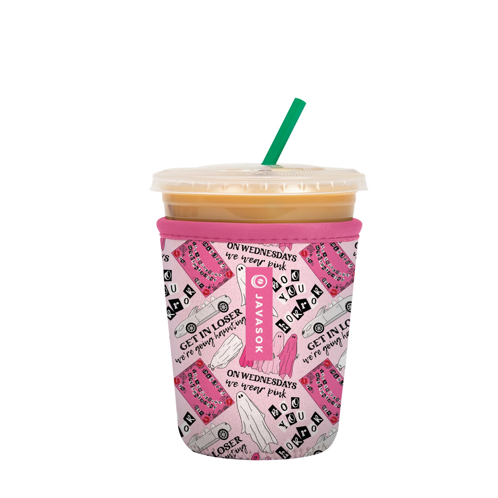 Sok It JavaSok Iced Coffee & Cold Soda Insulated Neoprene Cup Sleeve (She Doesnt Even Ghost Here, Small: 16-20oz)