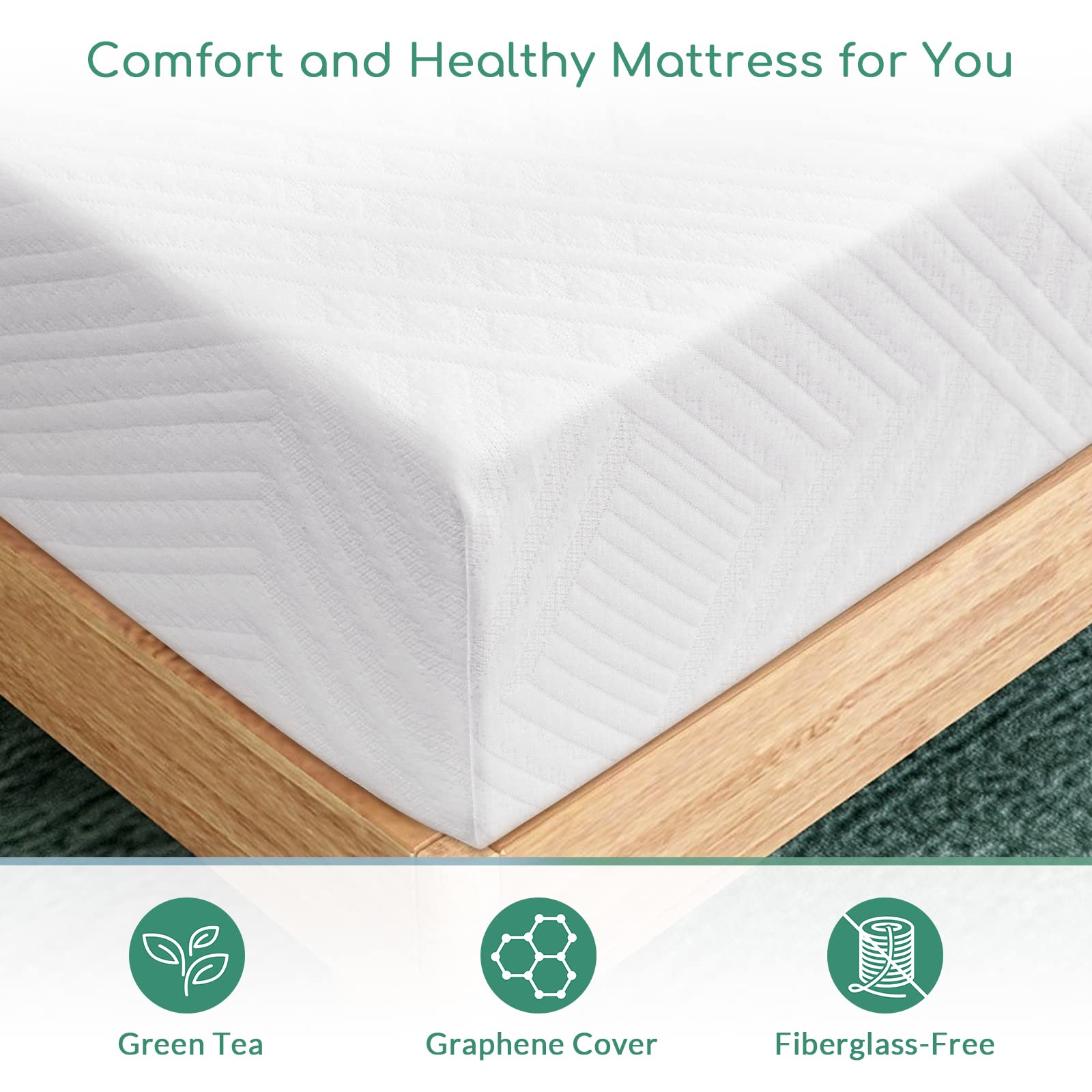 Full Mattress, 10 Inch Memory Foam Mattress In A Box, Medium Firm Green Tea Full Size Mattress For Cool Sleep & Pressure Relief,