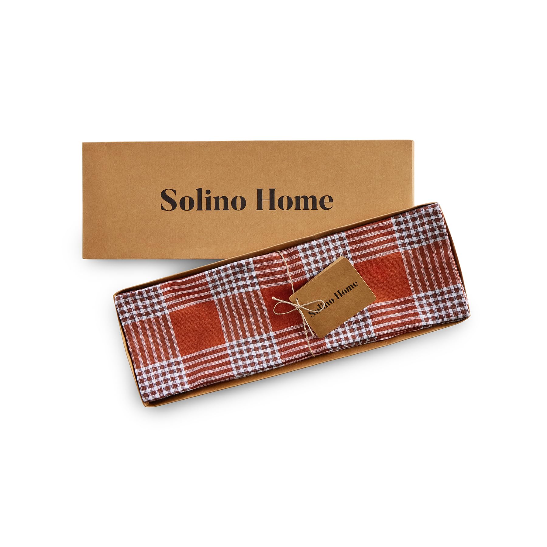 Solino Home Linen Square Plaid Placemats Set Of 4 - 100% Pure Linen Nutmeg Glen Check Cloth Placemats 14 X 14 Inch - Washable Fa