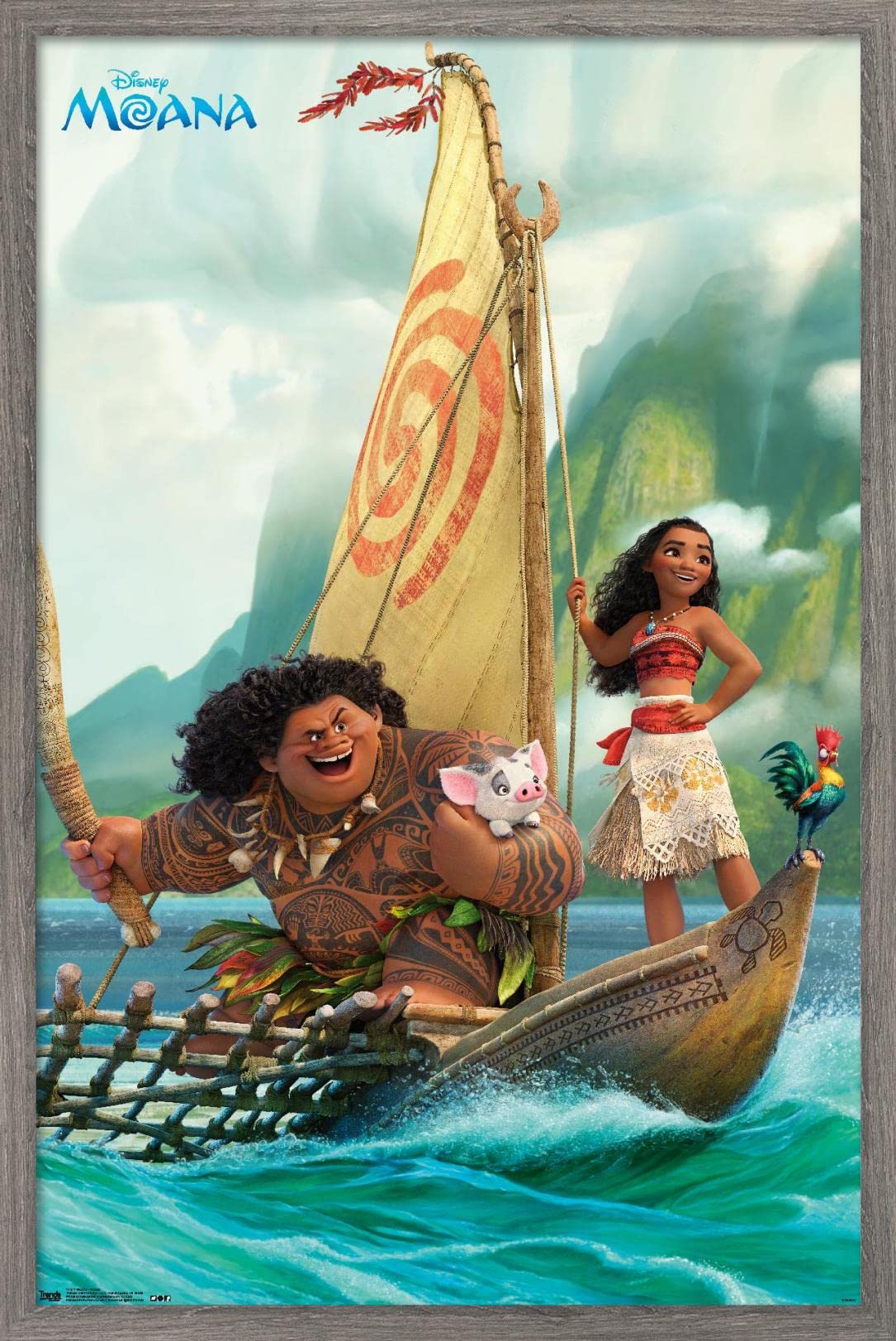 Trends International Disney Moana - Group Wall Poster, 22.37'' X 34.00'', Barnwood Framed Version