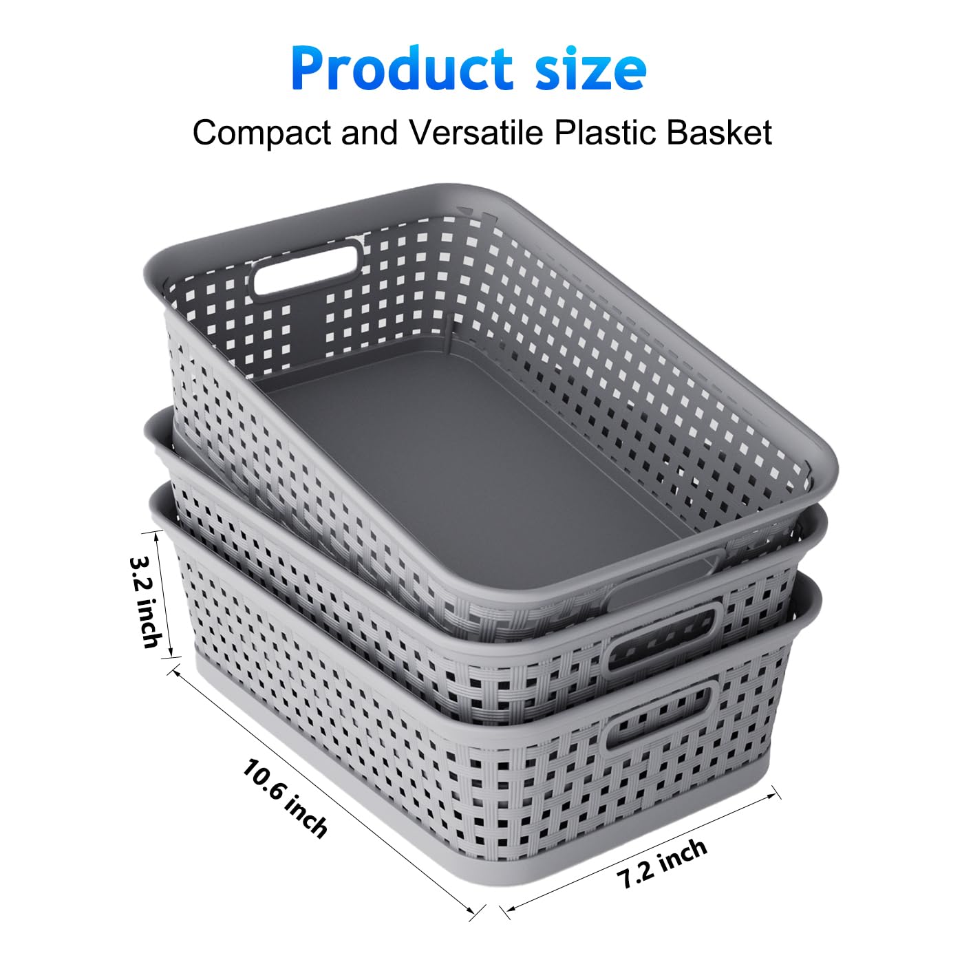 12 Pack Plastic Storage Baskets, Small Baskets For Organizing, Plastic Storage Bins Wicker Pantry Organizer Bins Household Toys