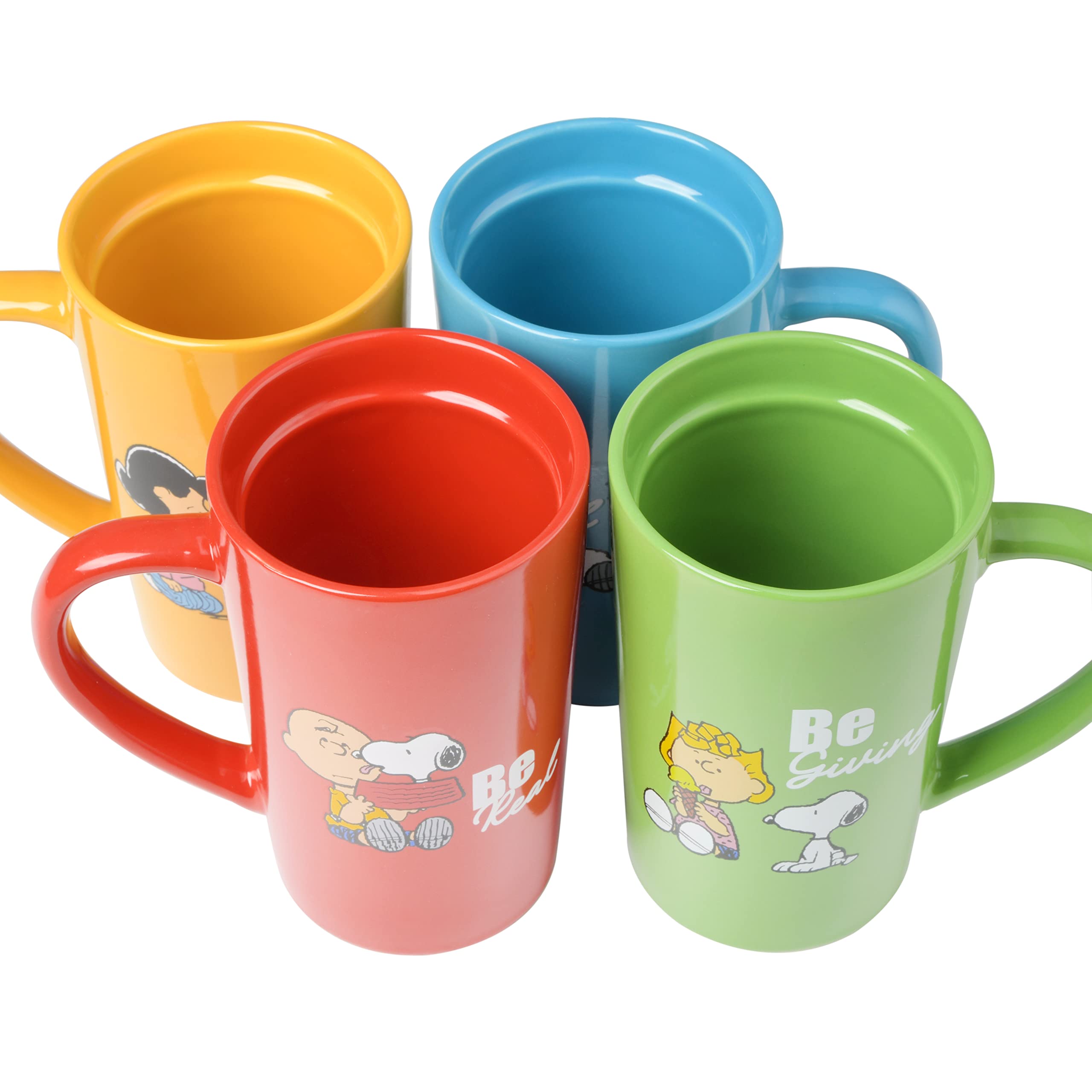 Peanuts Snoopy Gentle Reminders 18Oz Travel Cup W/Lid, Stoneware, 4-Pack, Assorted Colors