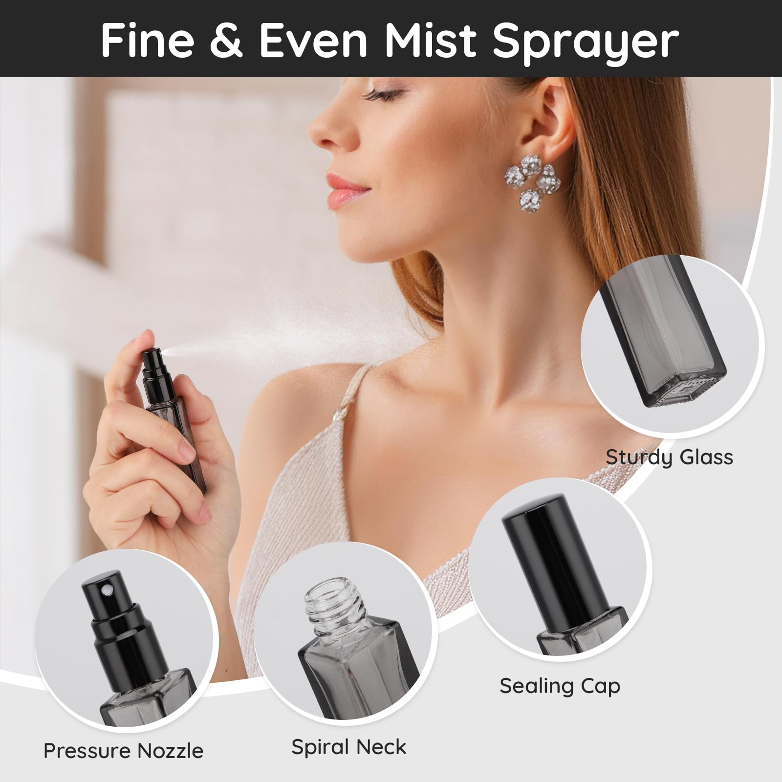 Segbeauty 5 Packs Travel Perfume Bottle Refillable, 10Ml Mini Portable Glass Spray Bottles Atomizer, Empty Cologne Sample Dispen
