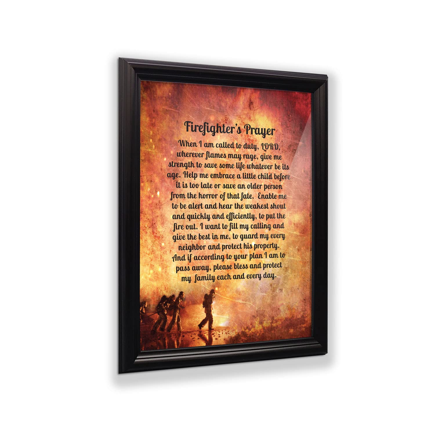 Crossroads Home D  Cor Firemans Prayer Picture Frame, Firefighter Decor, Firefighter Graduation Present, 2104B