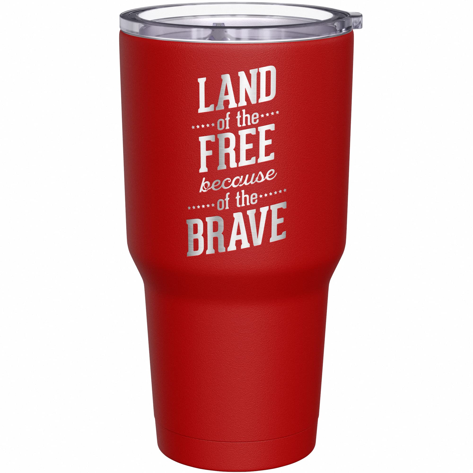We The People Holsters - Land Of The Free Because Of The Brave - Coffee Tumbler - American Flag Coffee Travel Mug - Engraved Tumbler - Double Insulated Tumbler - 30 oz