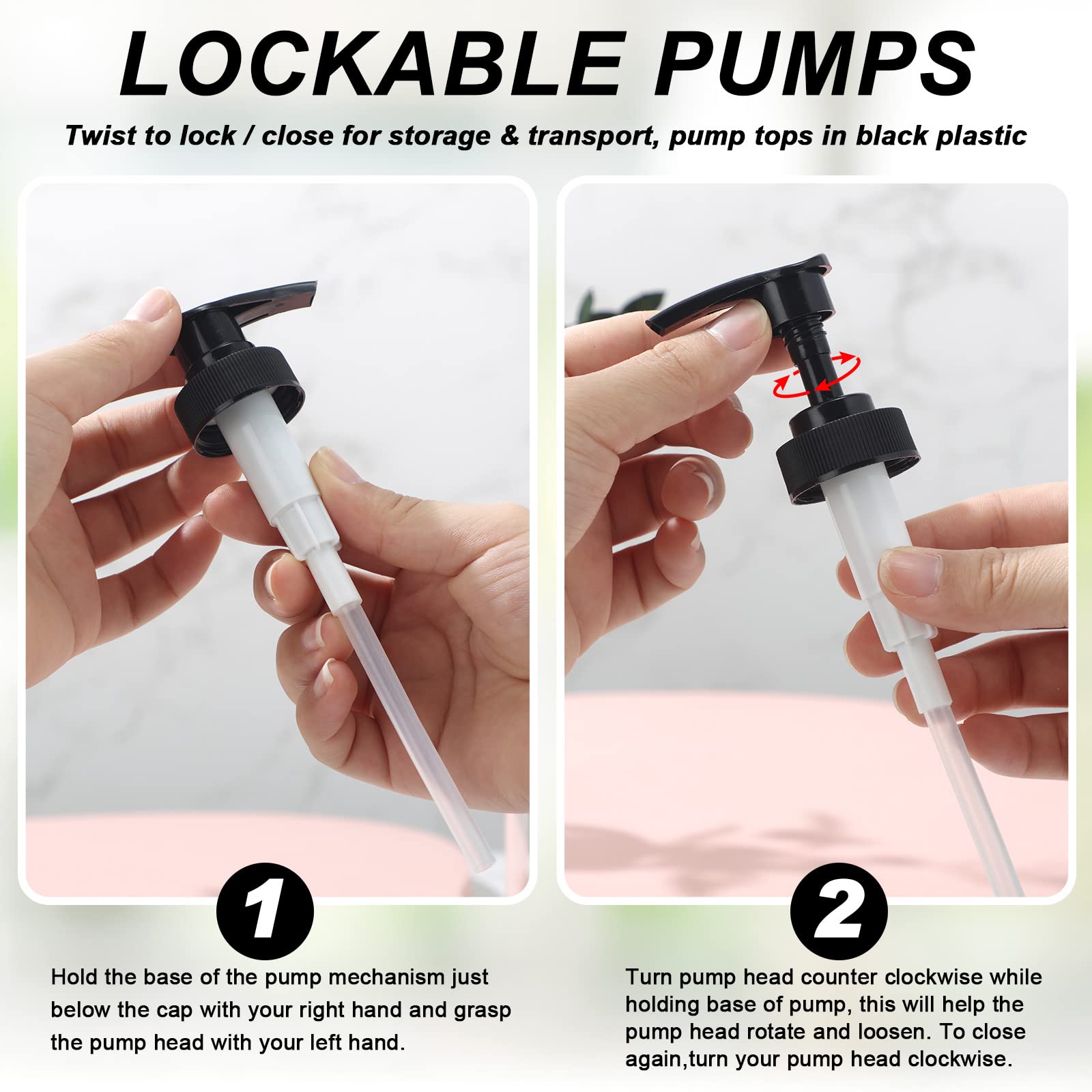 8 Pack Glass Pump Bottles With Black Lotion Pumps, 8 Oz Refillable Pump Bottles Dispenser Thick Glass Lotion Soap Shampoo Contai