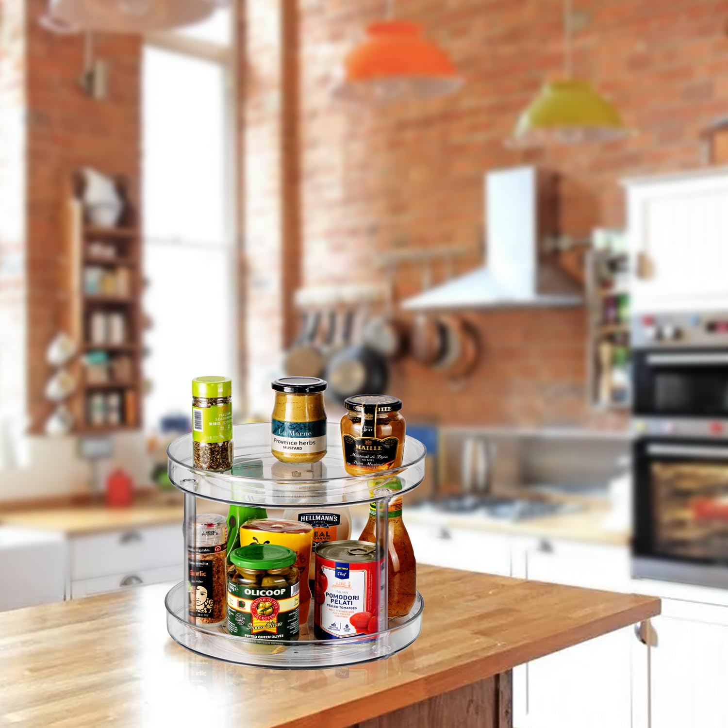 Amolliar 2 Tier 11'' Lazy Susan, Rotating Turntable Organizer For Cabinet, Kitchen, Fridge, Countertop, Bathroom, Pantry Organiz