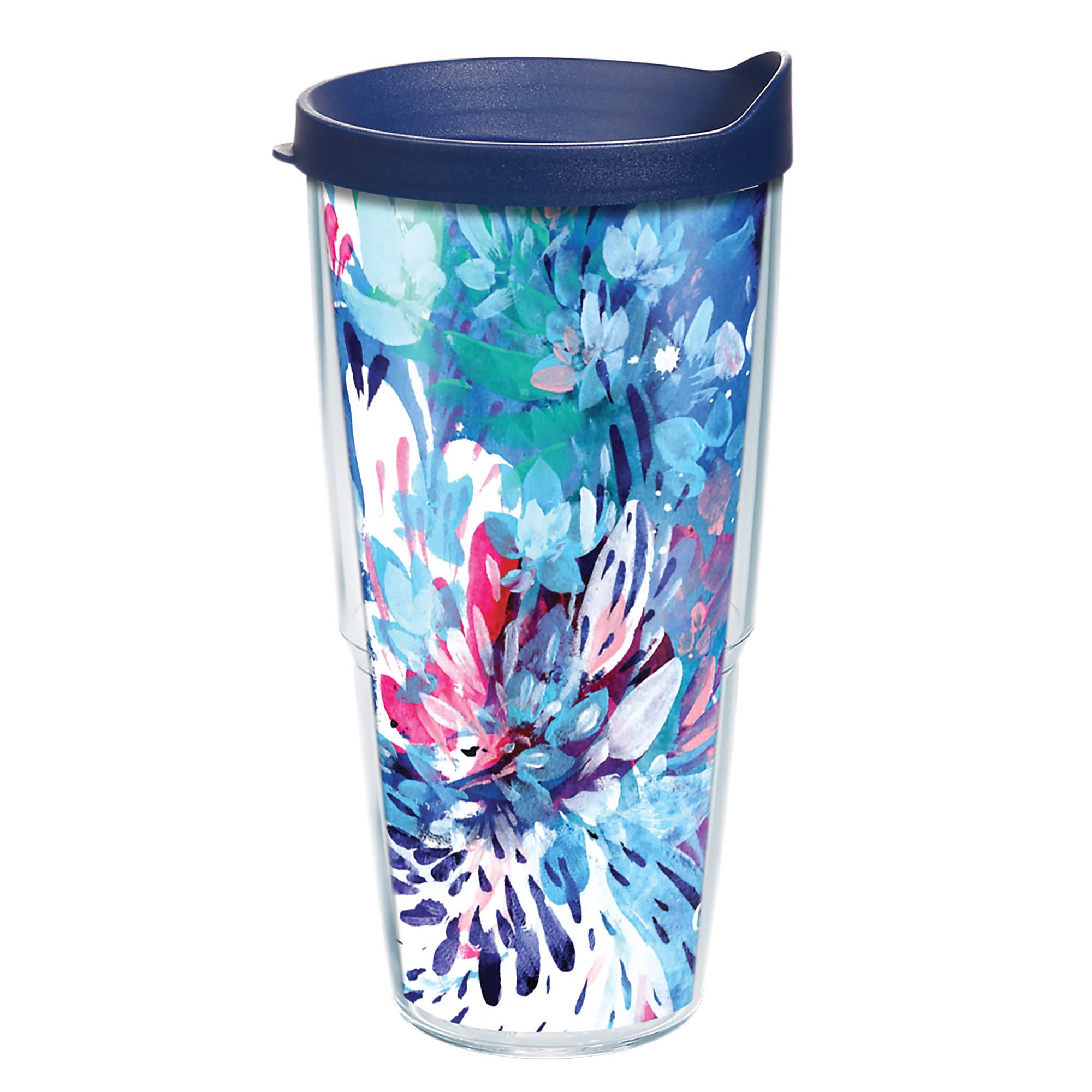 Tervis CreativeIngrid  Floral Wave Made in USA Double Walled Insulated Tumbler Travel Cup Keeps Drinks Cold & Hot, 24oz, Classi