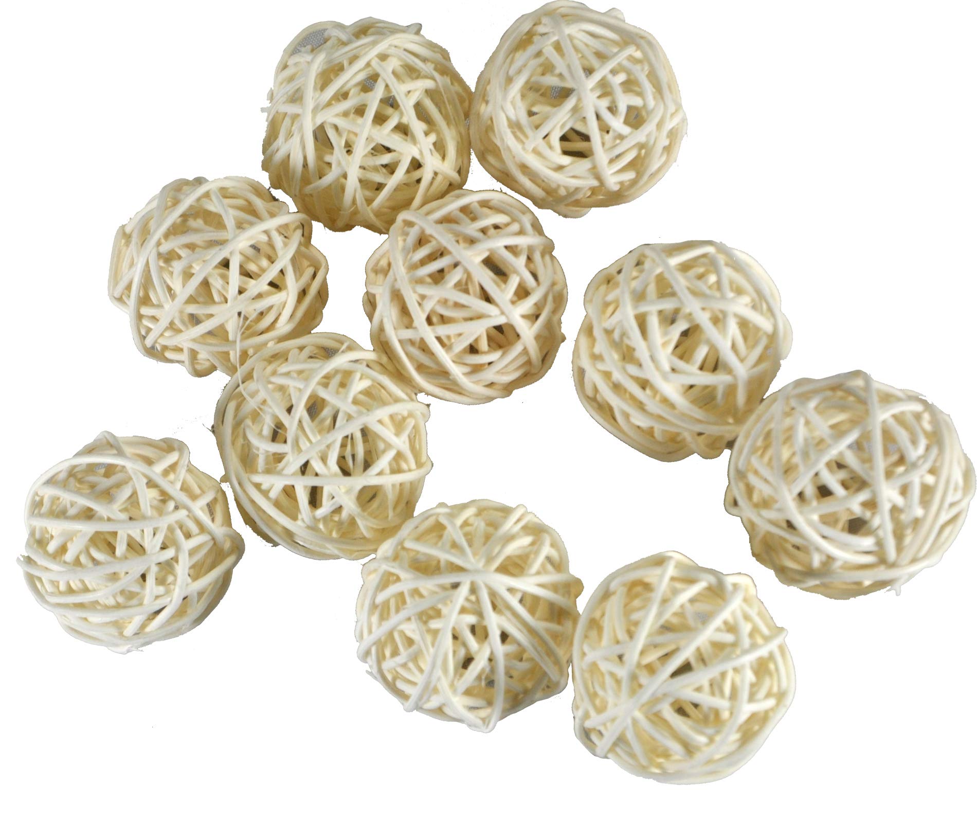 Set of 10 pcs Wicker Rattan Balls Table Wedding Party Christmas Decoration (Diameter 1.6 Inch, White)
