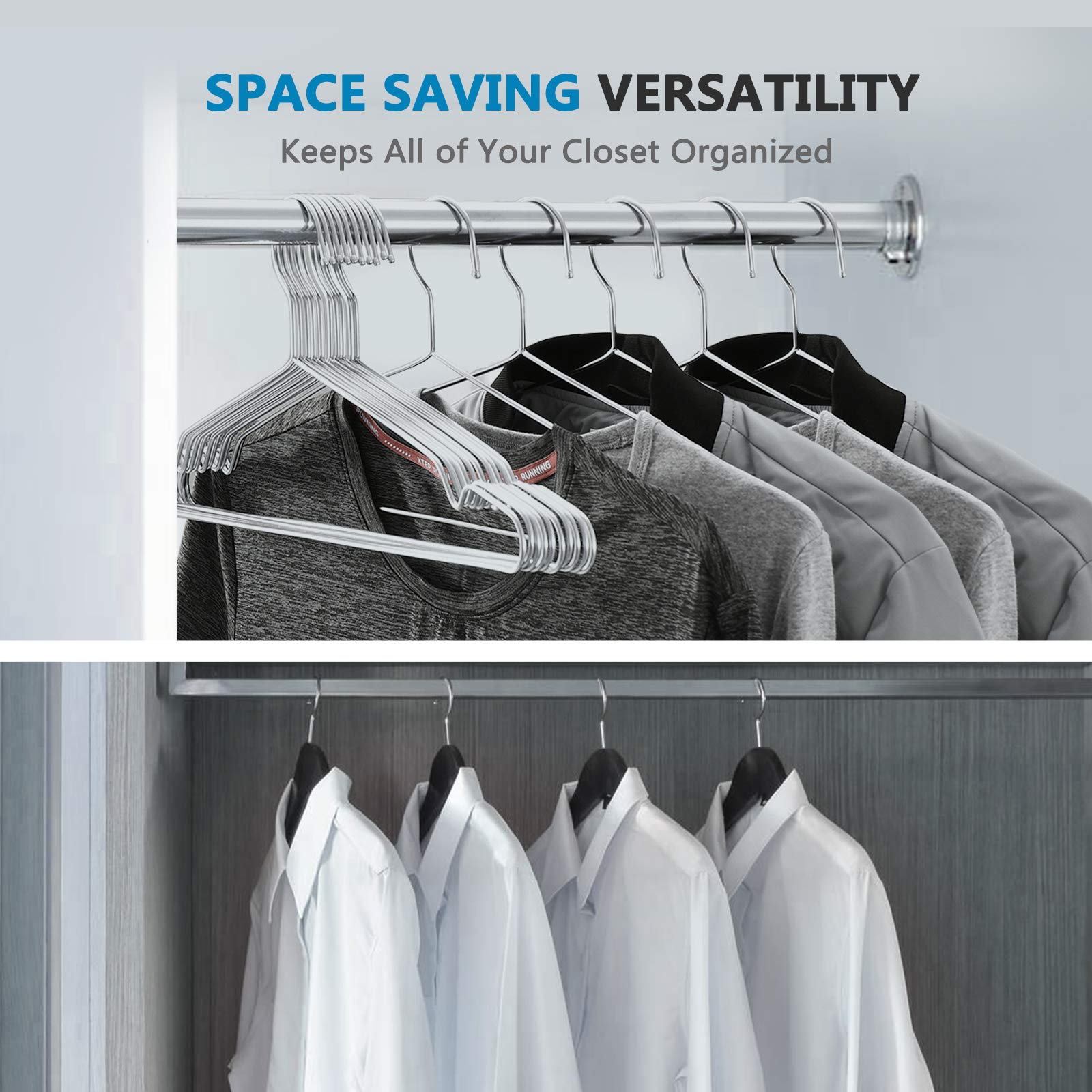 Fayleeko Wire Hangers Coat Hangers Strong Heavy Duty Stainless Steel Metal Hangers 17.7 Inch Ultra Thin Space Saving Clothes Han