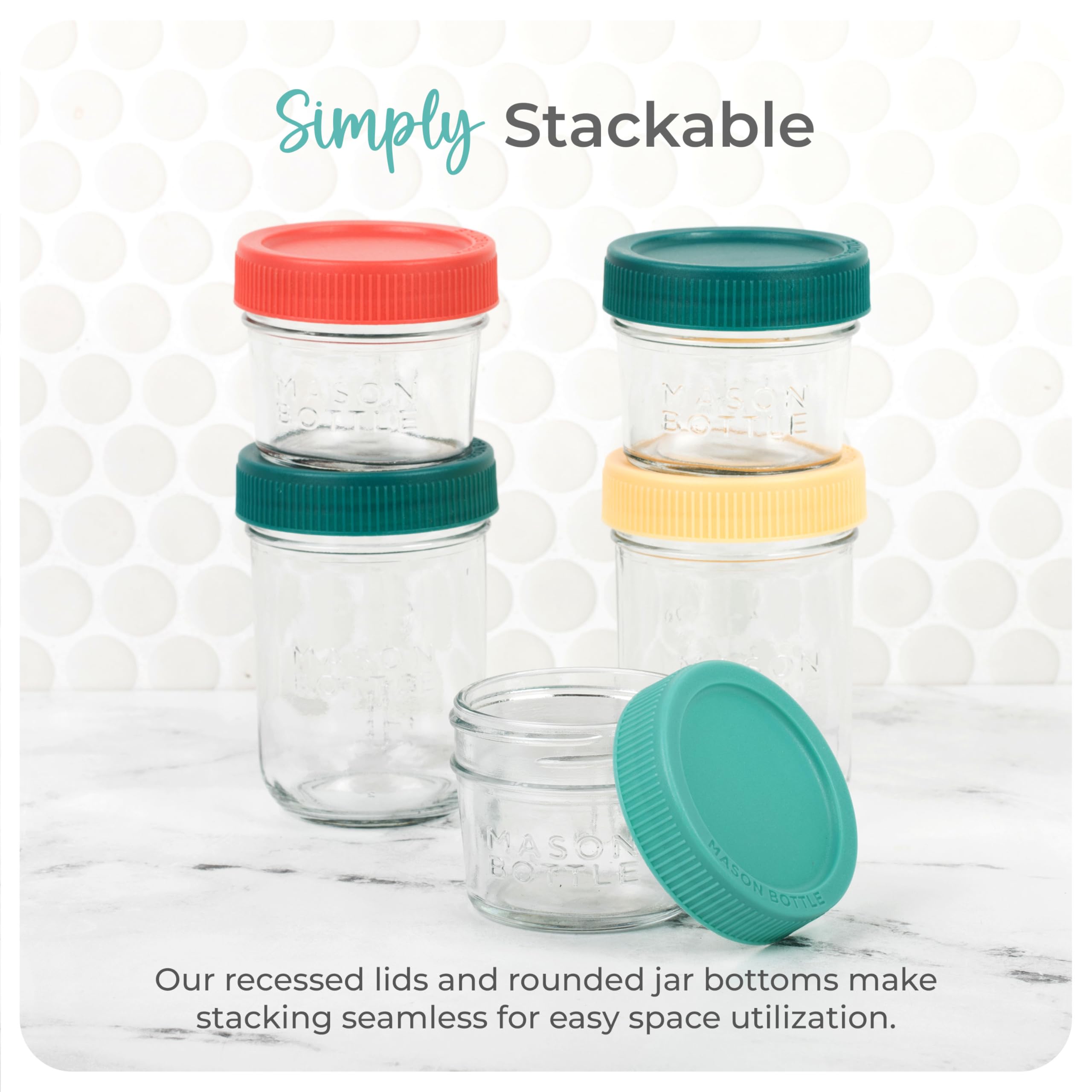 Mason Bottle Breast Milk Storage Glass (4Oz & 8Oz, 8-Pack) - Reusable Glass Baby Food Jars With Lids - Airtight, Stackable, Free