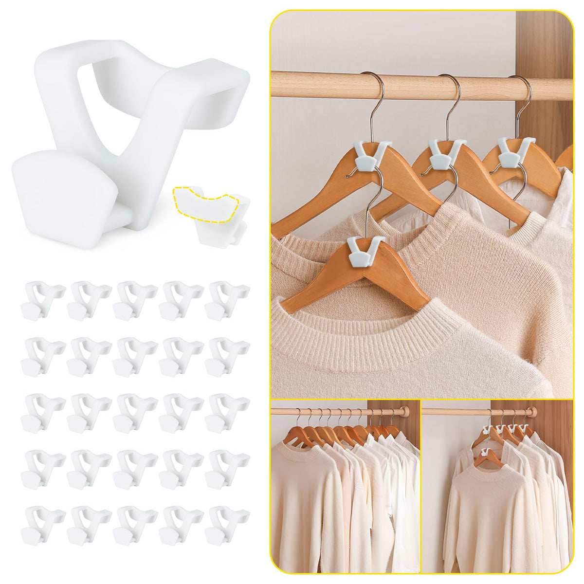 Smartor Clothes Hanger Connector Hooks 60 Pack, Closet Storage And Organization As Hangers Space Saving, Hanger Add On Hook As C