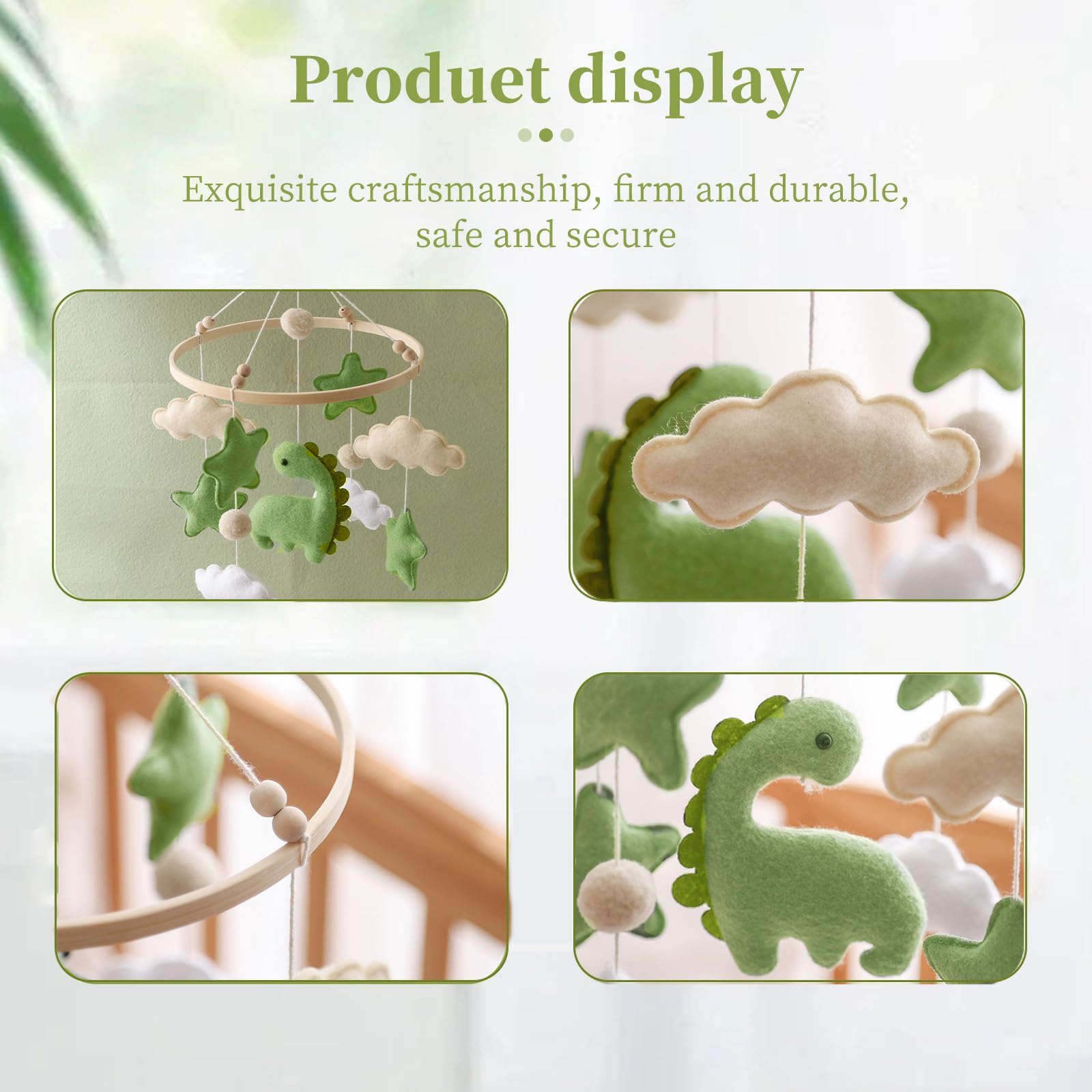 Baby Crib Mobile for Boys Girls, Nursery Decor Mobile for Bassinet, Gender Neutral Mobile Crib Accessories for Infant Bedroom Ha