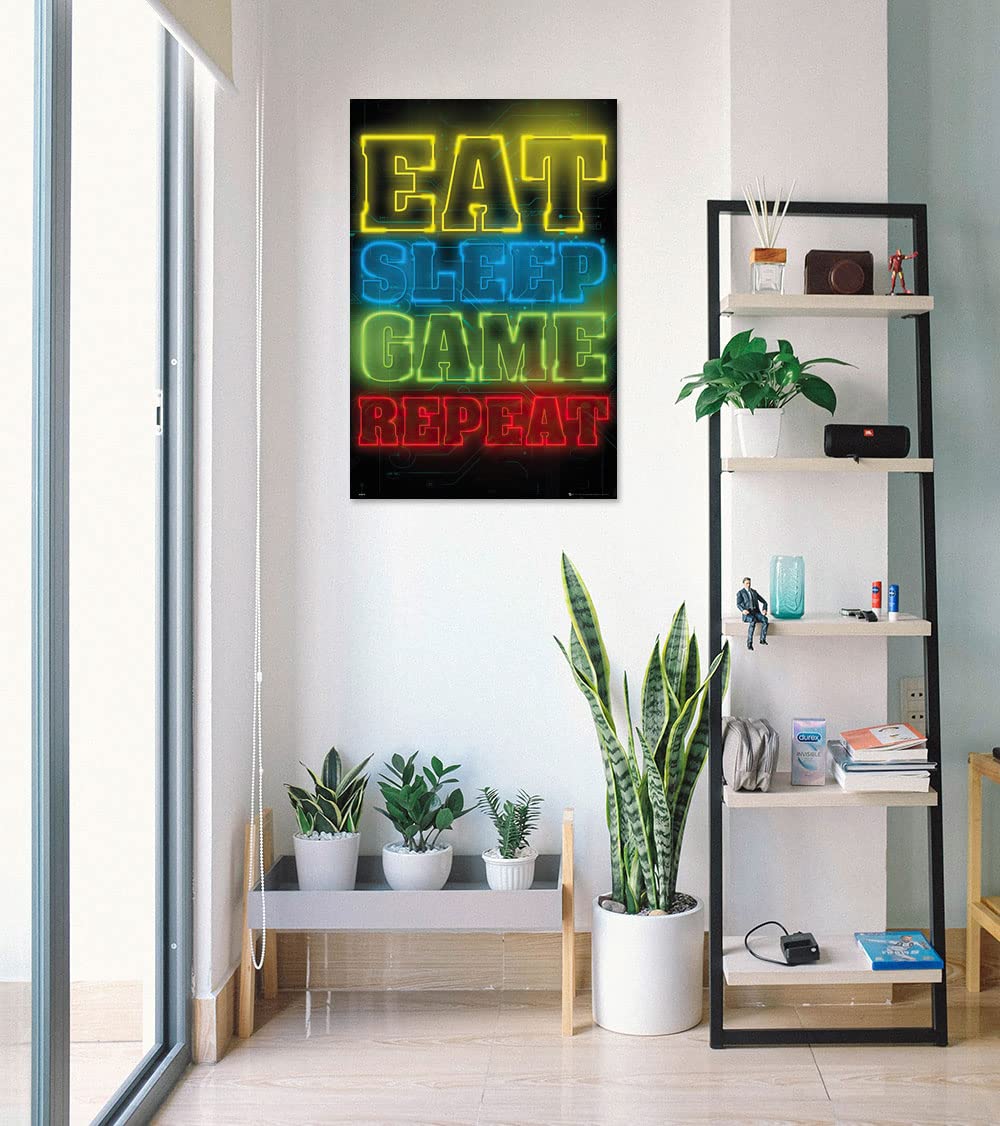 Poster Stop Online Gamers - Gaming Poster (Eat, Sleep, Game, Repeat.) (Size 24'' X 36'')