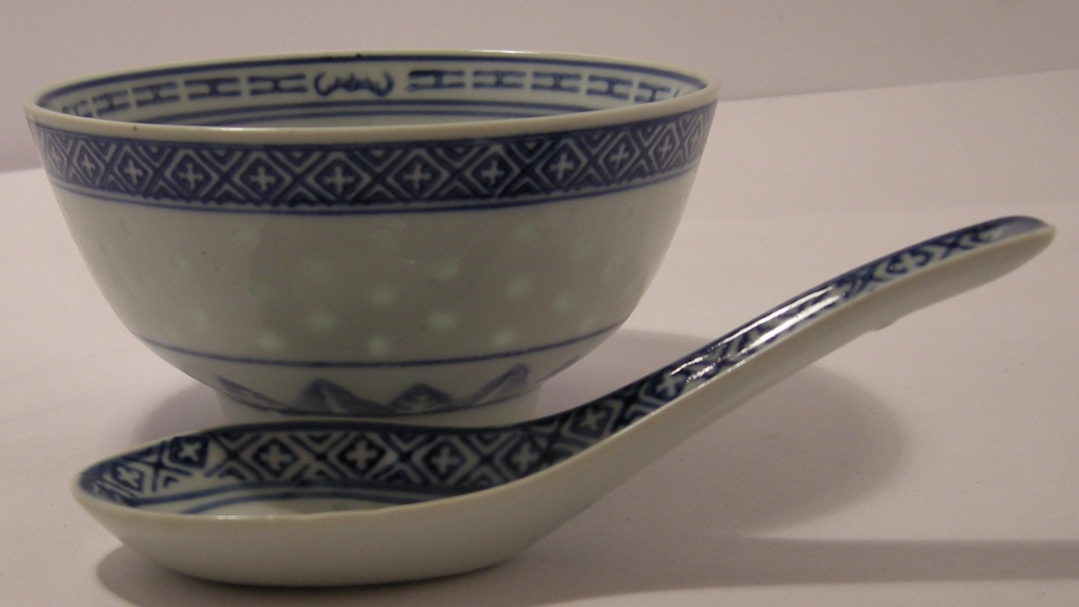 Kitchencookshop Rice Pattern/Ceramic Bowl And Spoon Set 1620A