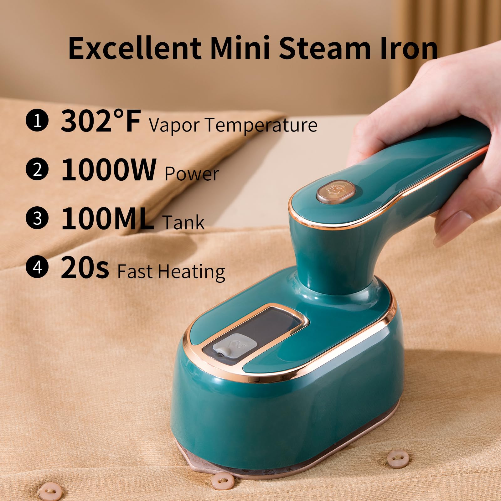 Travel Steamer For Clothes -1000W Small Steam Irons Foldable For Wrinkle Removal, Compact & Light Weight, Portable Mini Steamer
