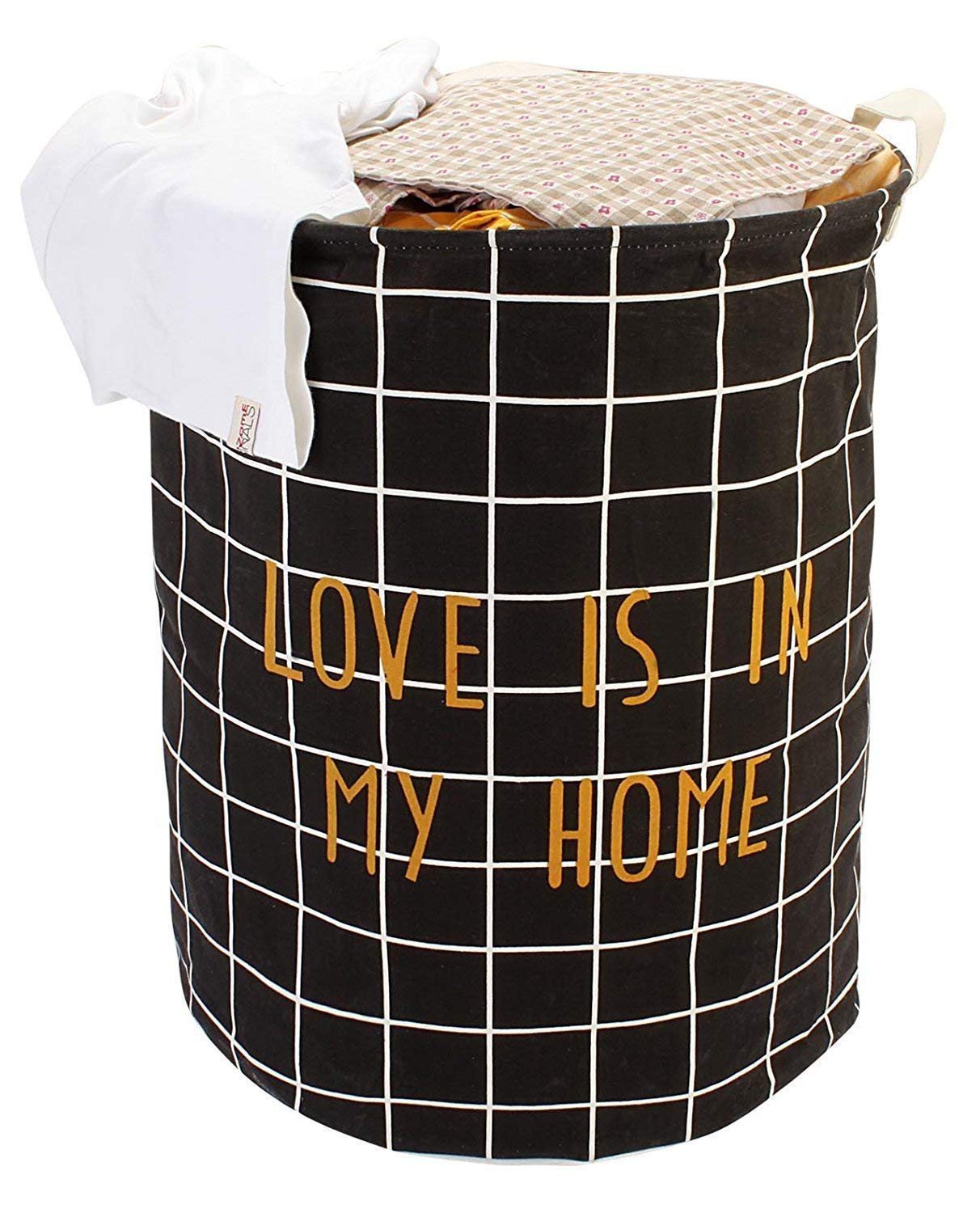 Styleys Foldable Cloth Laundry Bag Hamper, Large 63 Litere (S11052 - Black Stripe)