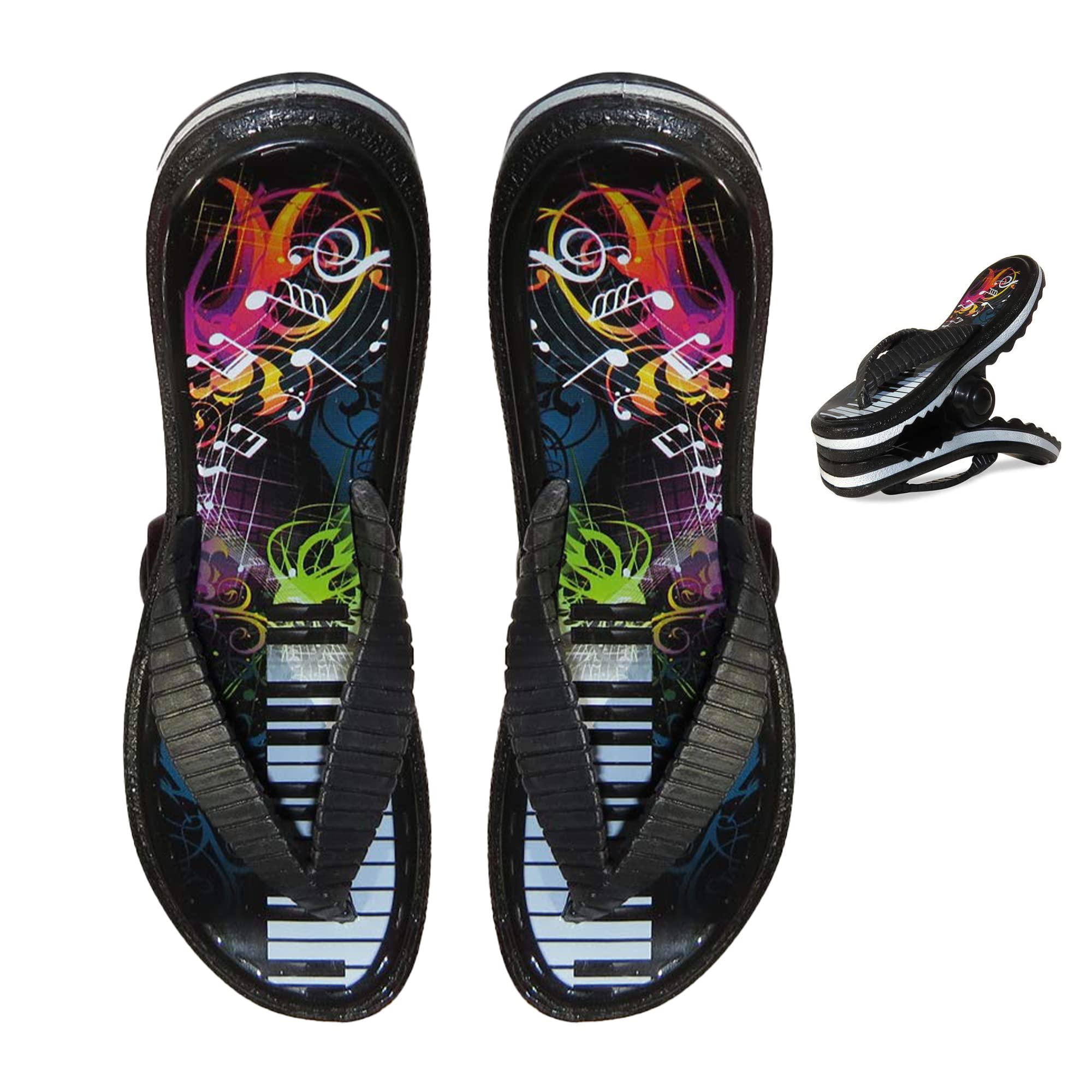 Performore Flip Flop Beach Towel Clips (Black), Set Of 2, Portable Towel Holder Clips, Secure Clips For Beach Chairs Deck Patio