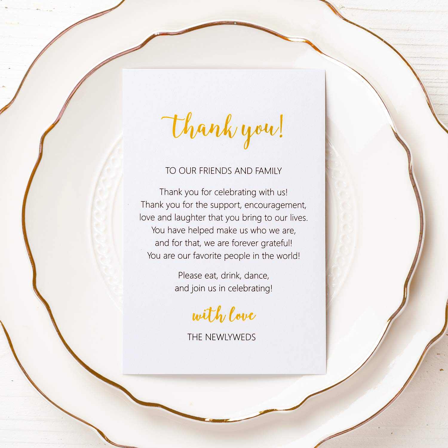 Crisky 50 Pcs Wedding Thank You Place Setting Cards, Foil Gold Thank You, Chic And Elegant Wedding Table Centerpieces And Weddin