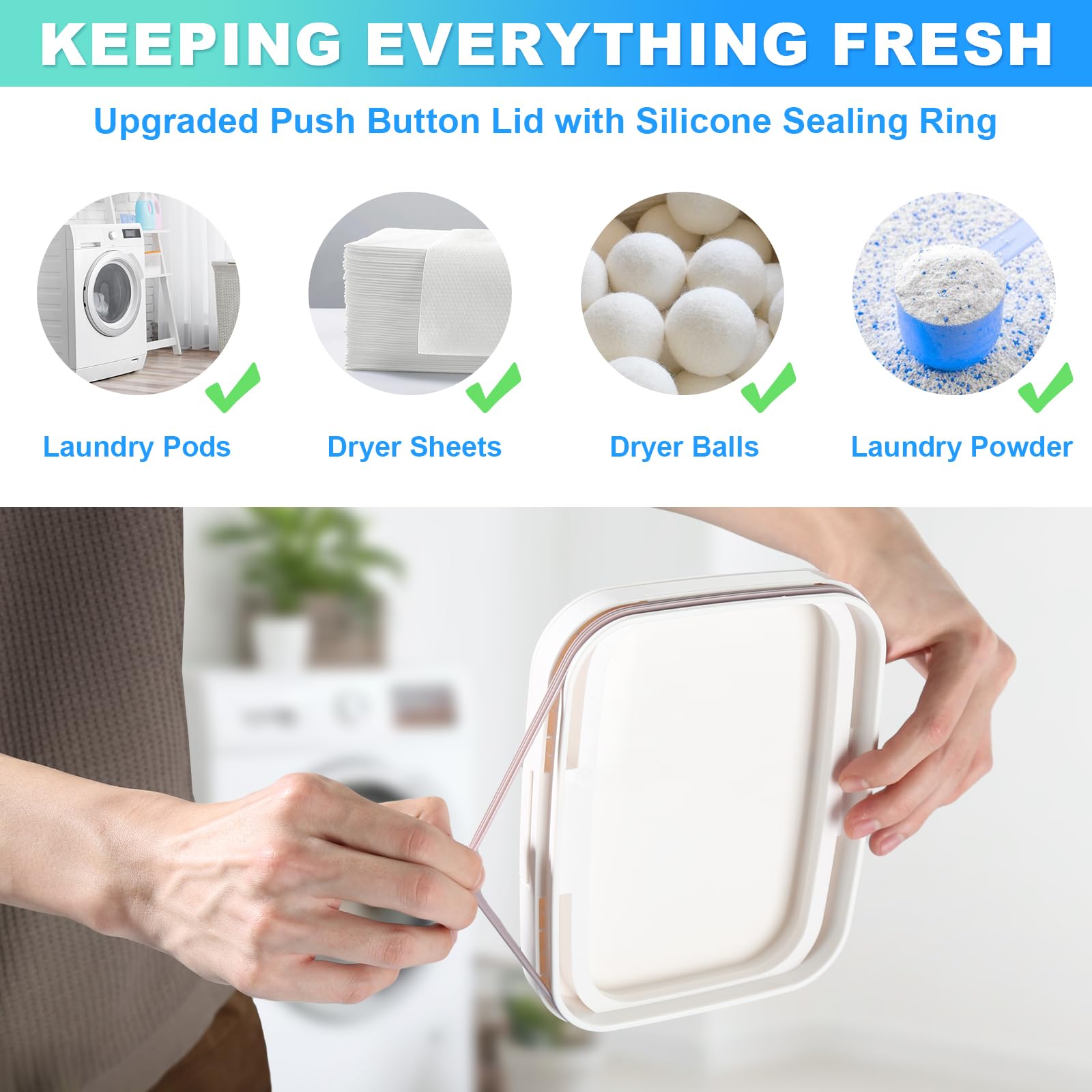 Alpiriral Dryer Sheet Holder And Laundry Pods Container, 2 Pack Laundry Powder Dispenser For Laundry Room Organization Decor, Pl