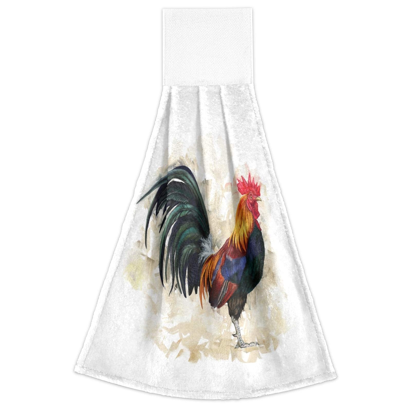 Boccsty Rooster Hanging Kitchen Towels 2 Pcs Farm Animals Chickens Hand Bath Towels Tie Towels Tea Bar Towels For Bathroom Farmh