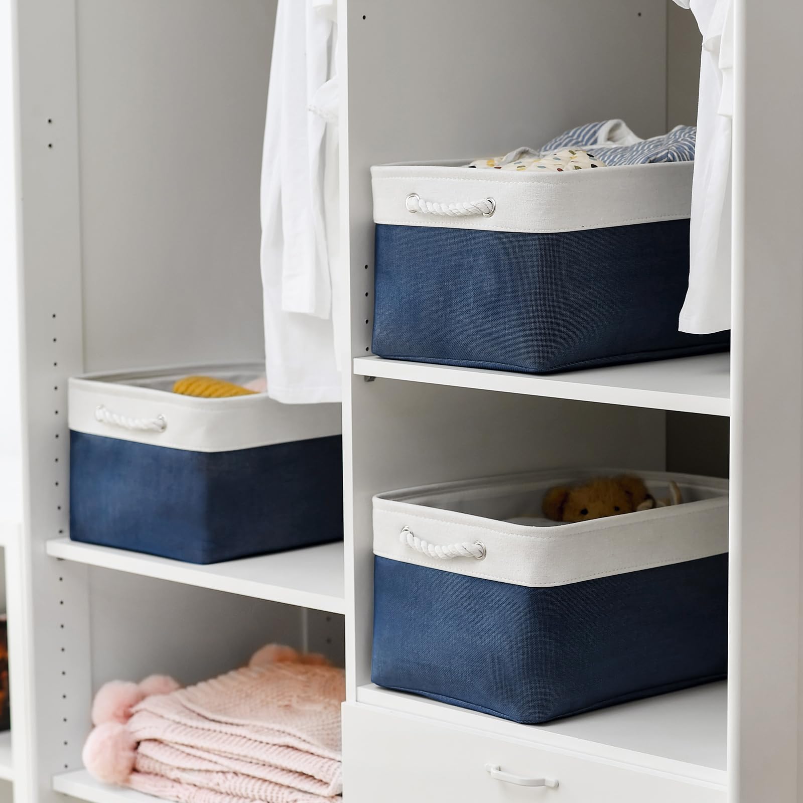 Sacyic Storage Bins - Large Baskets For Storage Cubes With Handles Organization And Storage Baskets Gifts For Empty 15.7 (L) X 1