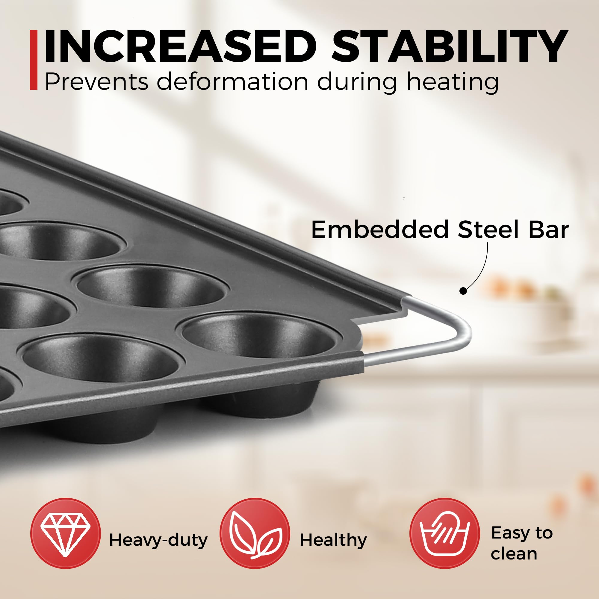 Hongbake 48 Cup Mini Muffin Pan, Small Cupcake Pan, Premium Nonstick Muffin Tin For Baking Cheesecake, Dishwasher Safe And Heavy