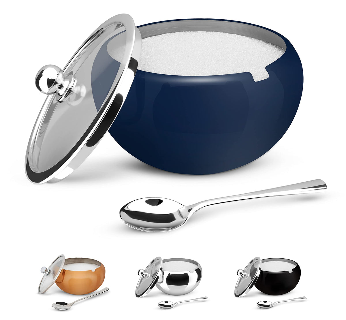 Kook Sugar Bowl, Sugar Bowl With Lid And Spoon, Sugar Container With Lid, For Salt, Coffee, Holds 2 Cups, Dishwasher Safe, Matte
