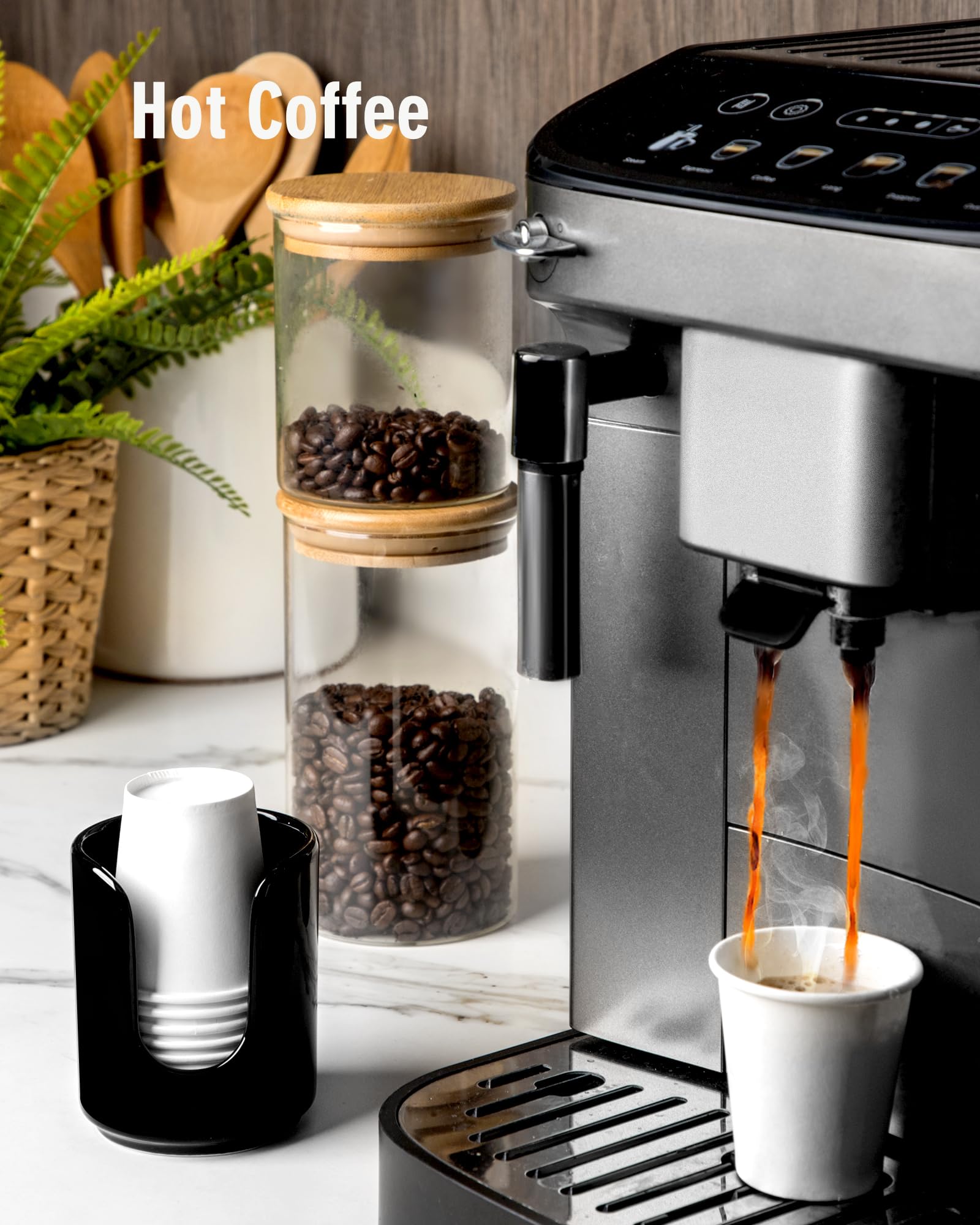 Viosuniu 3 Oz Original Ceramic Bathroom Cup Dispenser With 5 Pla Paper Cups, Bathroom Essential Accessories For Mouthwash Cup Ho