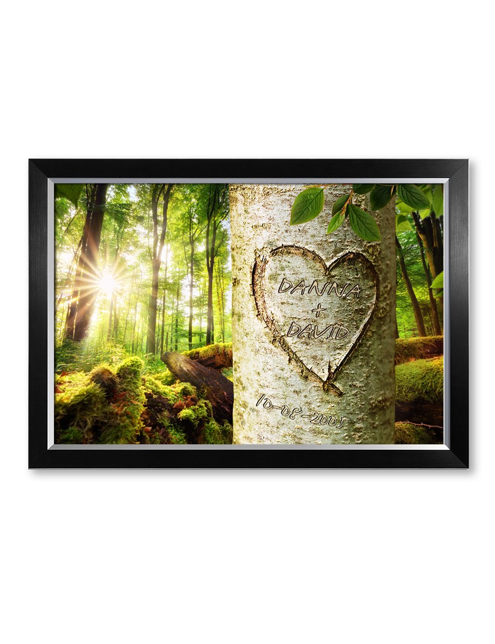 Ipic - Love Evergreen, Personalized Artwork With Names And Date On, Customized Gift For Anniversary,Wedding,Birthday And Holiday