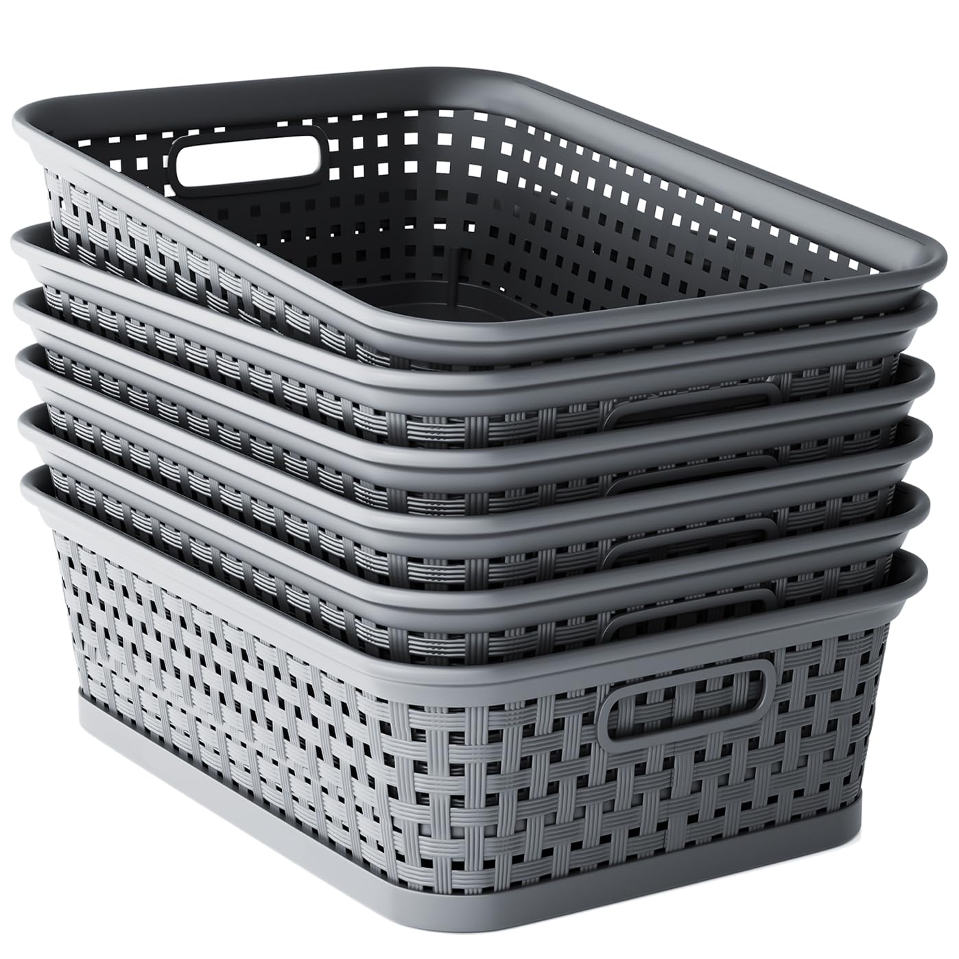 Fucdtefc 6 Pack Small Plastic Basket, Storage Bin Baskets For Organizing, Pantry Organizer Household Wicker Storage For Laundry