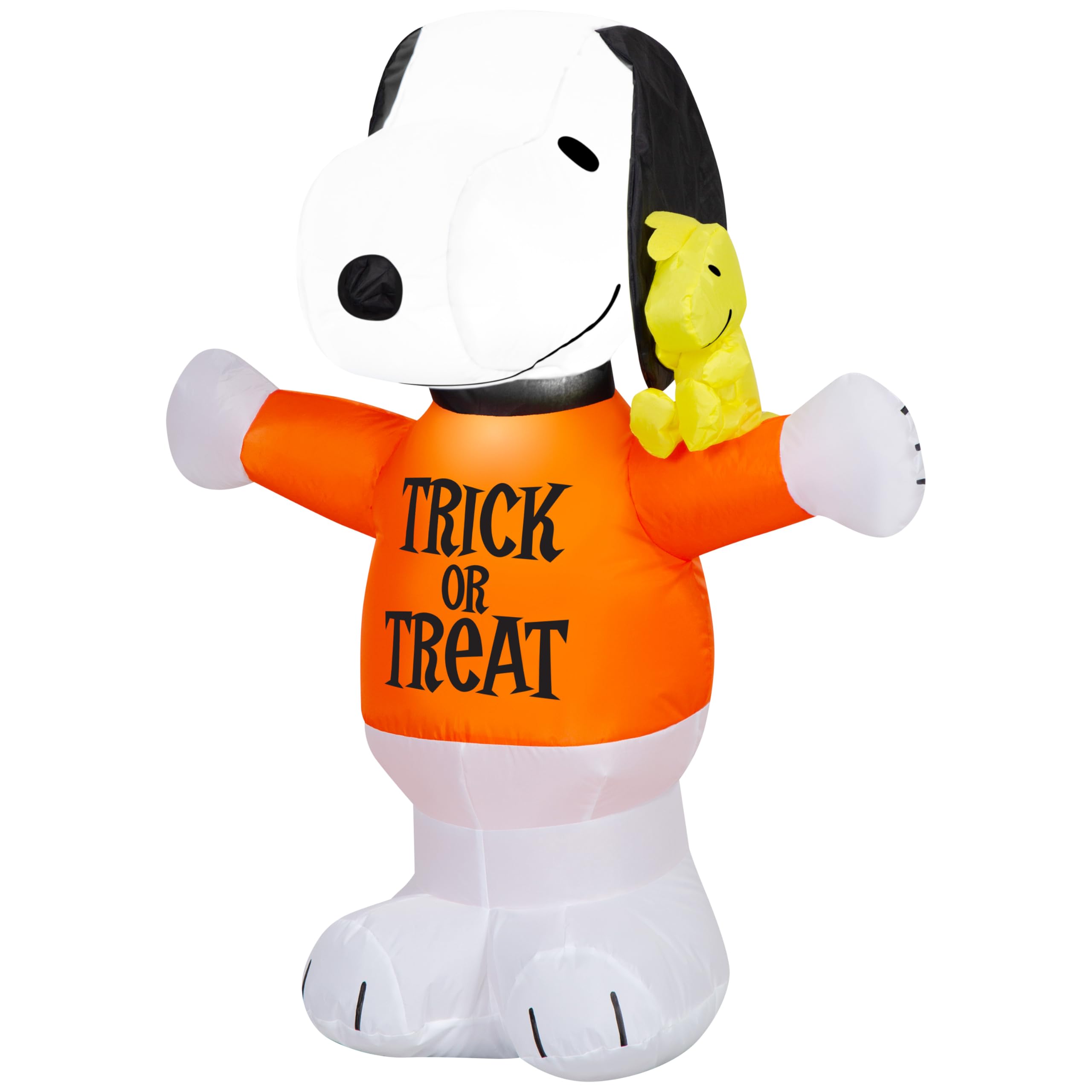 Gemmy Airblown Inflatable Snoopy in Trick or Treat Shirt w/Woodstock Peanuts, 3 ft Tall, Multicolored