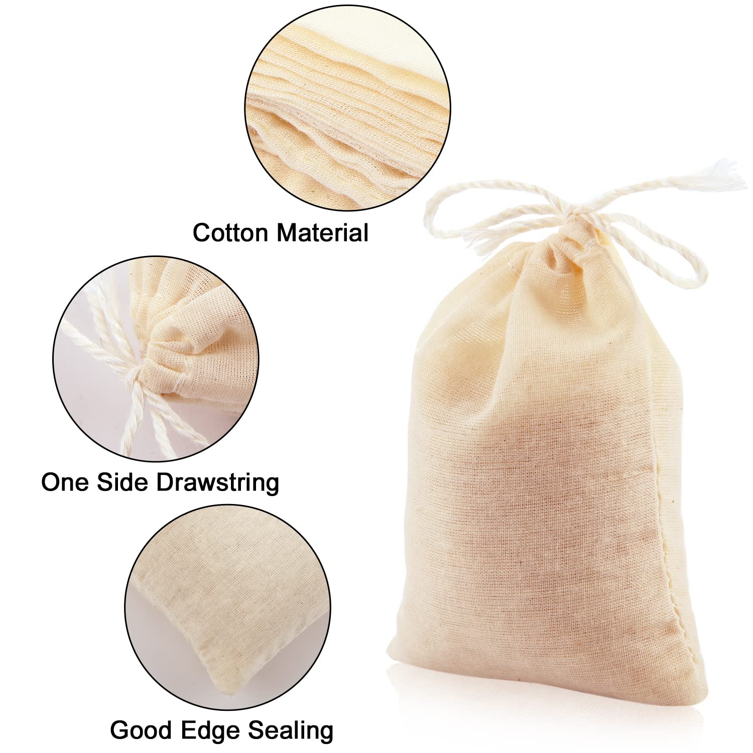 Boao 50 Pcs Cheese Cloth Tea Bags 4 X 3 Inch For Straining Reusable Tea Filter Bag For Loose Tea Empty Tea Bags Soup Bags Spice