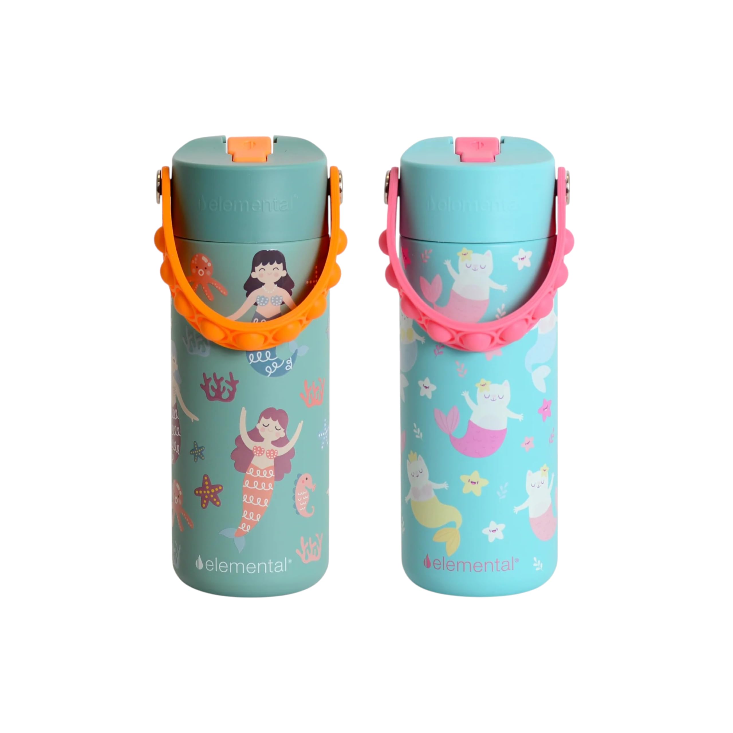 Elemental 100% Leak Proof When Spout is Closed Insulated Kids Water Bottle, Stainless Steel Bottle for School with Straw Lid & P