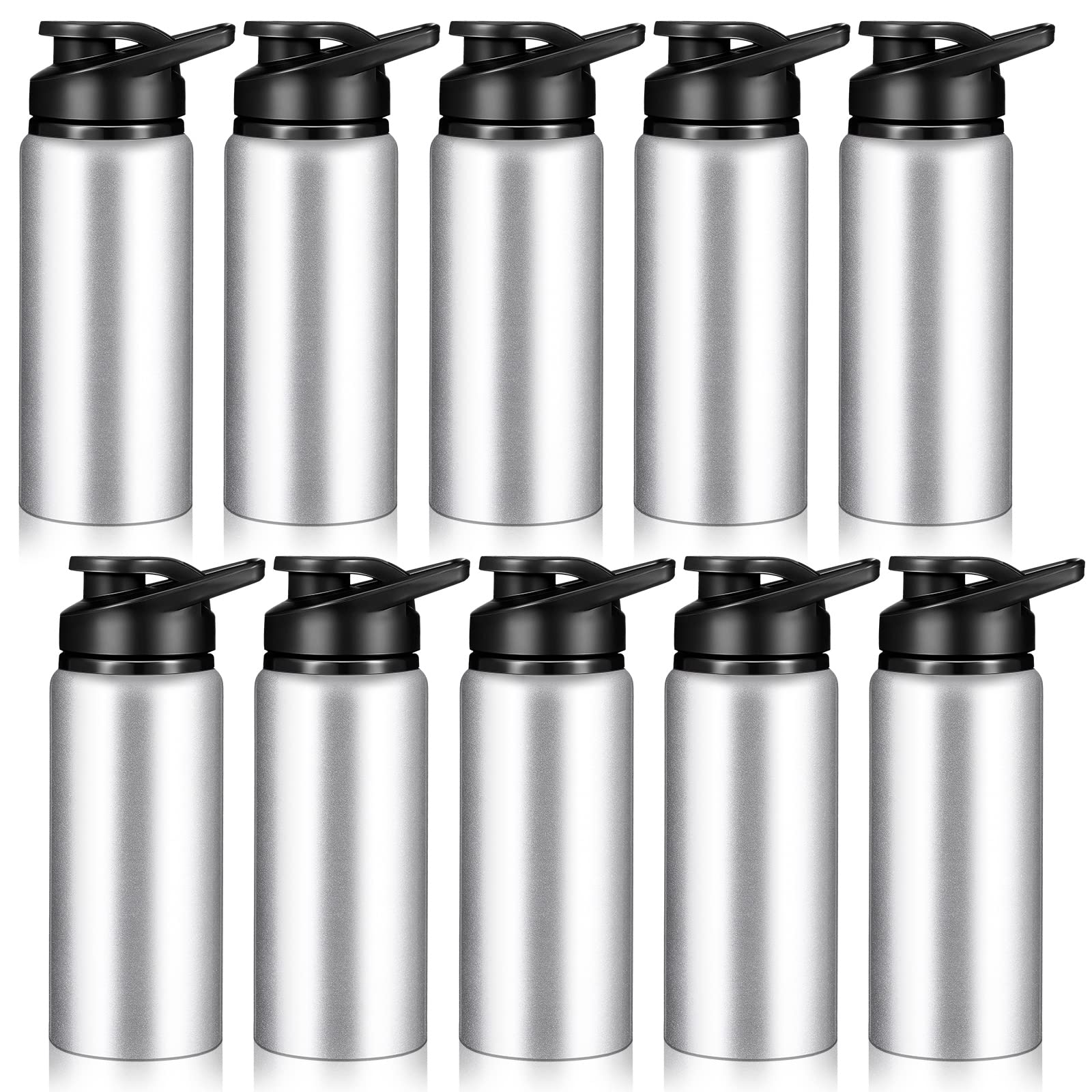 CHENGU 10 Pieces Water Bottle Bulk 20 oz Aluminum Reusable Bottles Lightweight Snap Lid Water Cups Easy Carry Leak Proof Travel 