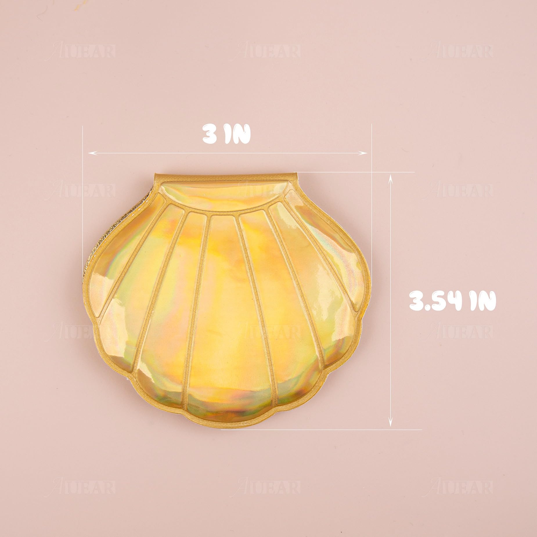 Auear, 4 Pack Glitter Shell Mirror Double-Sided Magnification Makeup Mirrors 4 Colors Mini Portable Foldable For Purse Handbag P