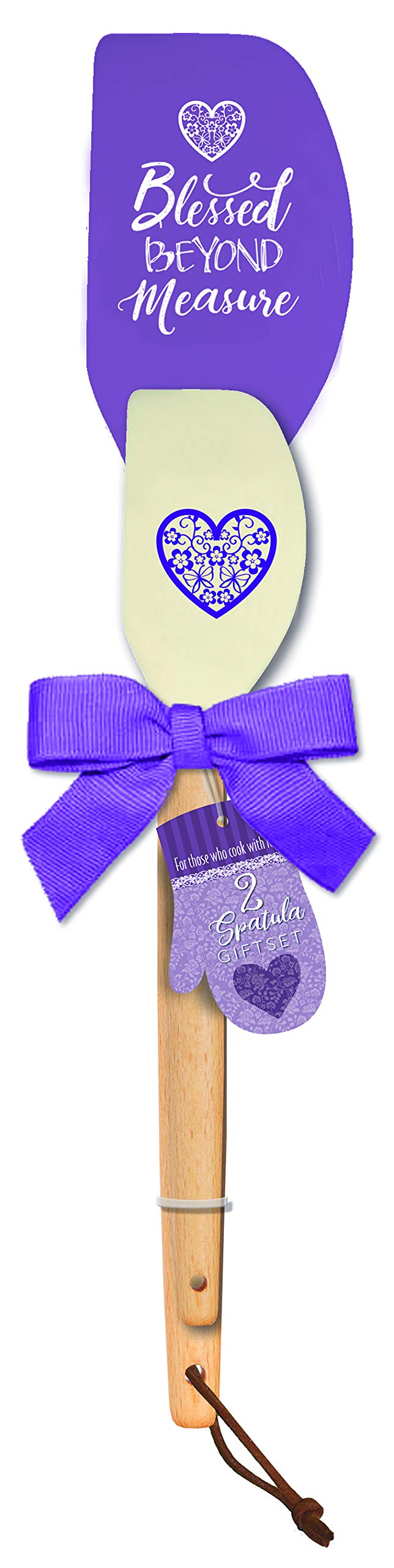 Divinity Boutique Blessed Beyond Measure Purple Heart 12 X 3 Silicone And Wood Spatulas Gift Set