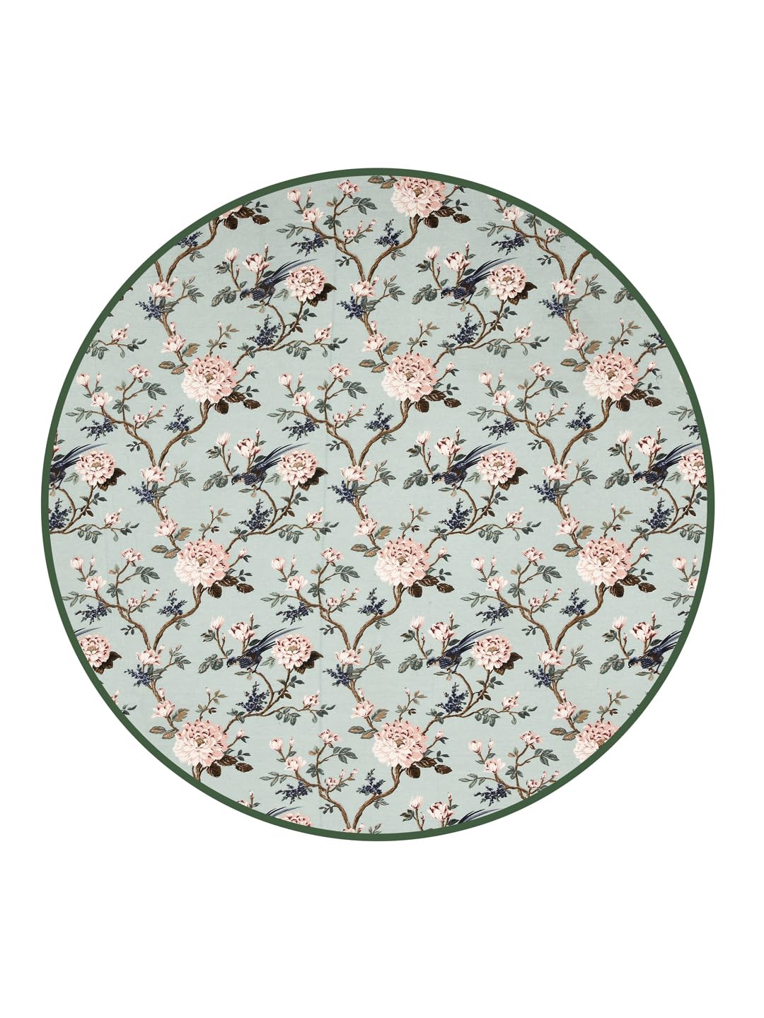 Clasiko 100% Cotton 6 Seater Round Table Cover; 72x72 Inches; Peach Flowers