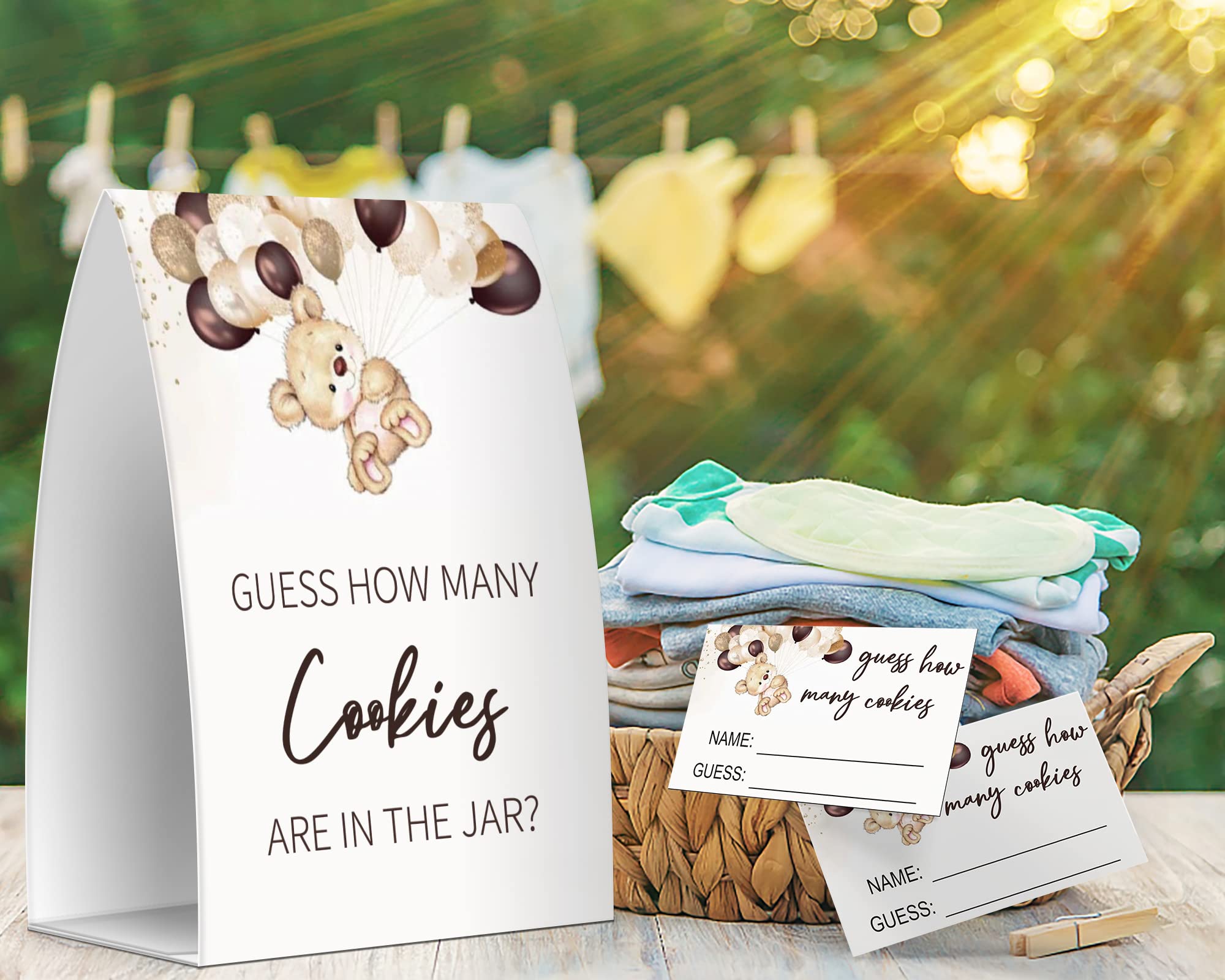 Guess How Many Cookies Are In The Jar  Baby Shower Games  Baby Shower Decorations - One Sign and 50 Cards(MANY026)