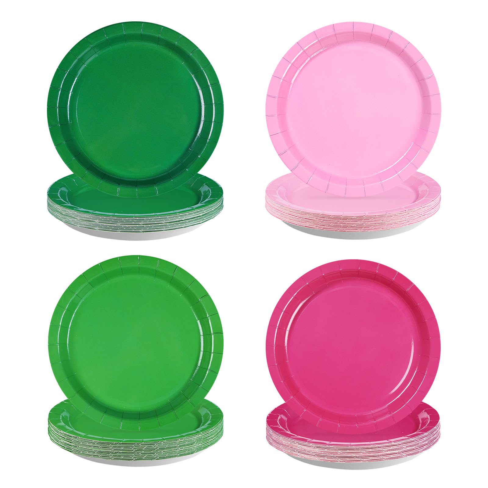 Grencian 60 Pcs Pink and Green Witch Party Decorations Witch Birthday Party Plates Disposable Pink and Green Paper Plates Tablew