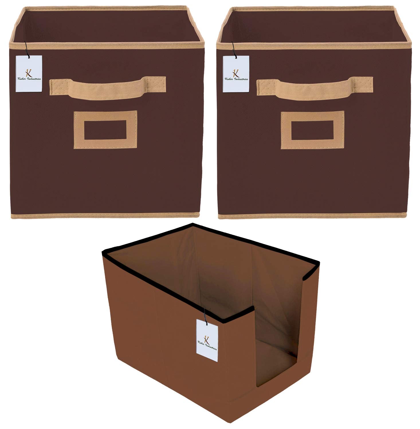 Kuber Industries Non Woven 1 Piece Shirt Stacker Wardrobe Organizer And 2 Piece Large Foldable Storage Organiser Cubes/Boxes (Co