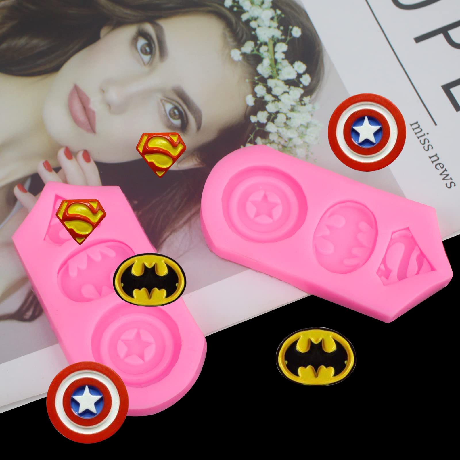 2 Pieces Superhero Silicone Mold Cookie Fondant Molds Candy Chocolate Fondant Molds