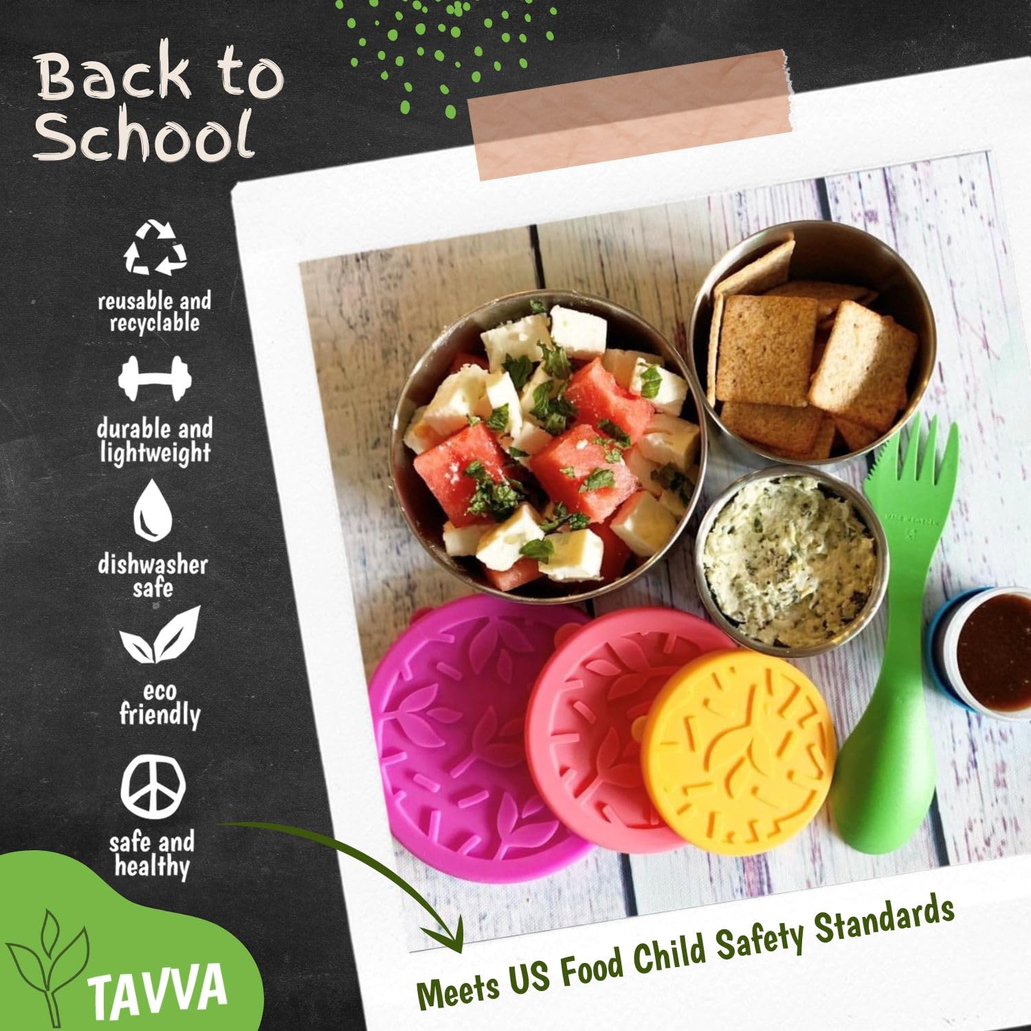Tavva Stainless Steel Snack Containers For Kids (12Oz/7Oz/3Oz), Stainless Steel Containers With Lids, Stainless Steel Lunch Box
