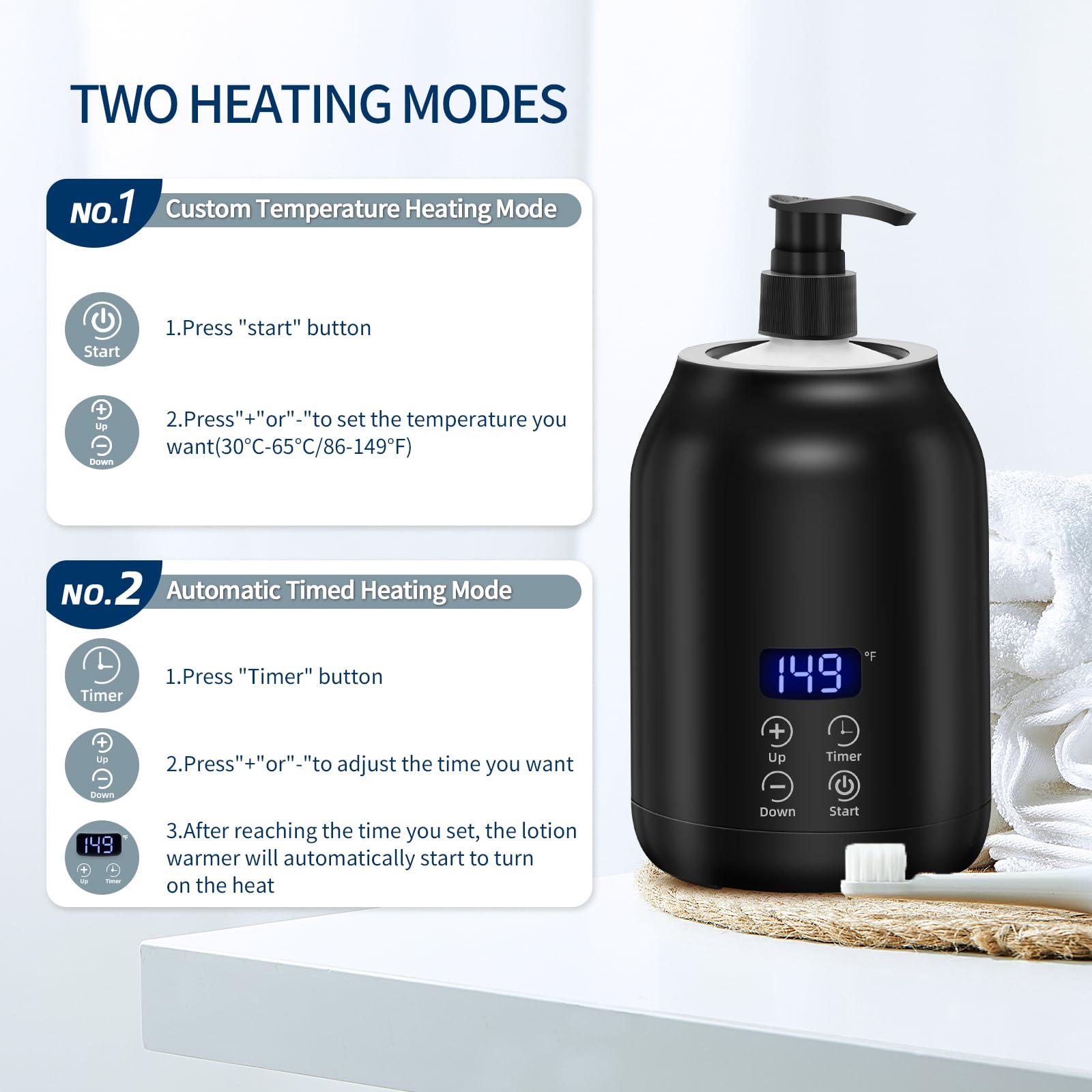 Yofuly Massage Oil Warmer - Electric Heater with 2 Bottles, Portable Lotion Dispenser, Black, Model 308860-CA23, ABS Material