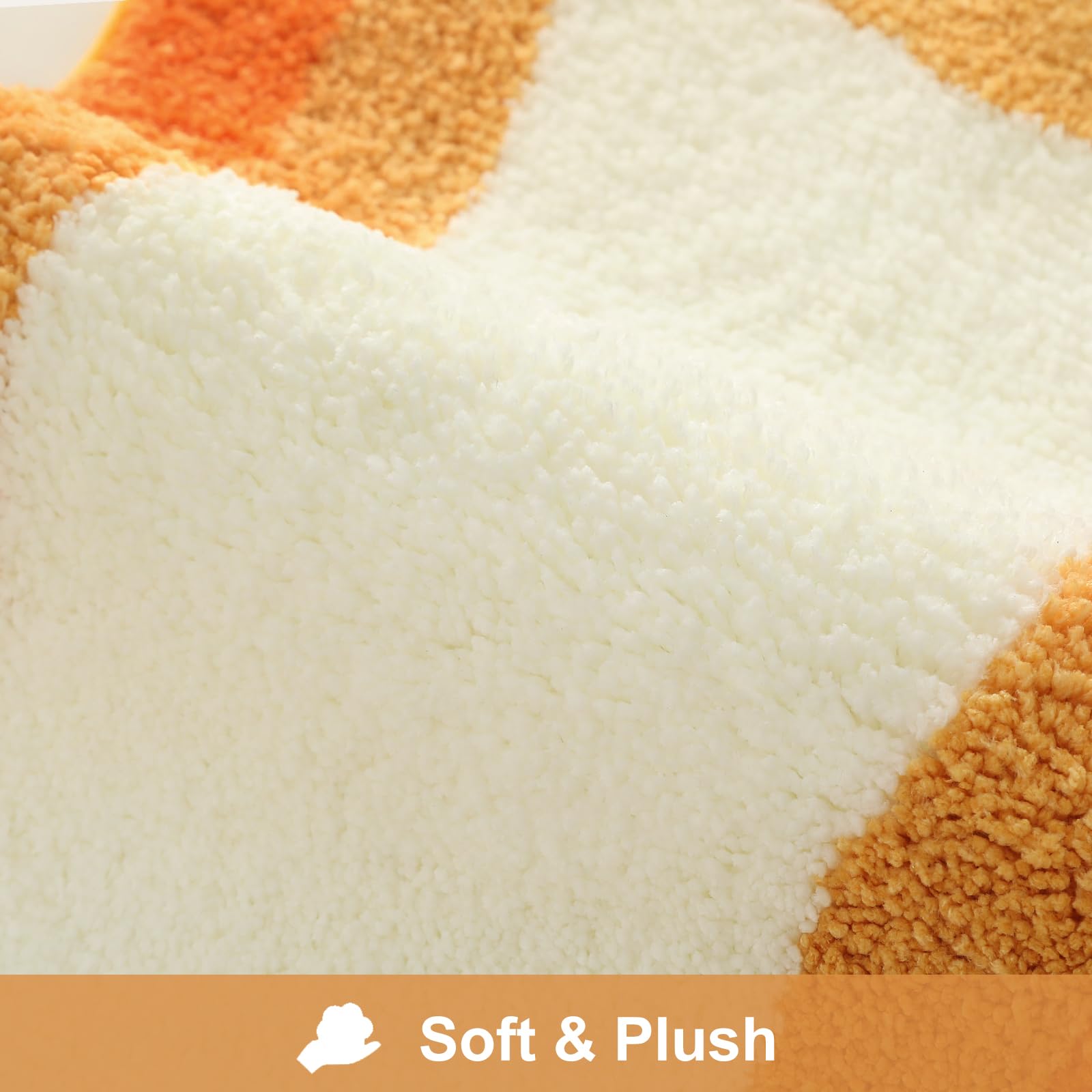 Haocoo Bath Mats For Bathroom, 20X31 Inch Fluffy Microfiber Shower Rug, Non Slip Aesthetic Washable Orange Bathroom Rugs Absorbe